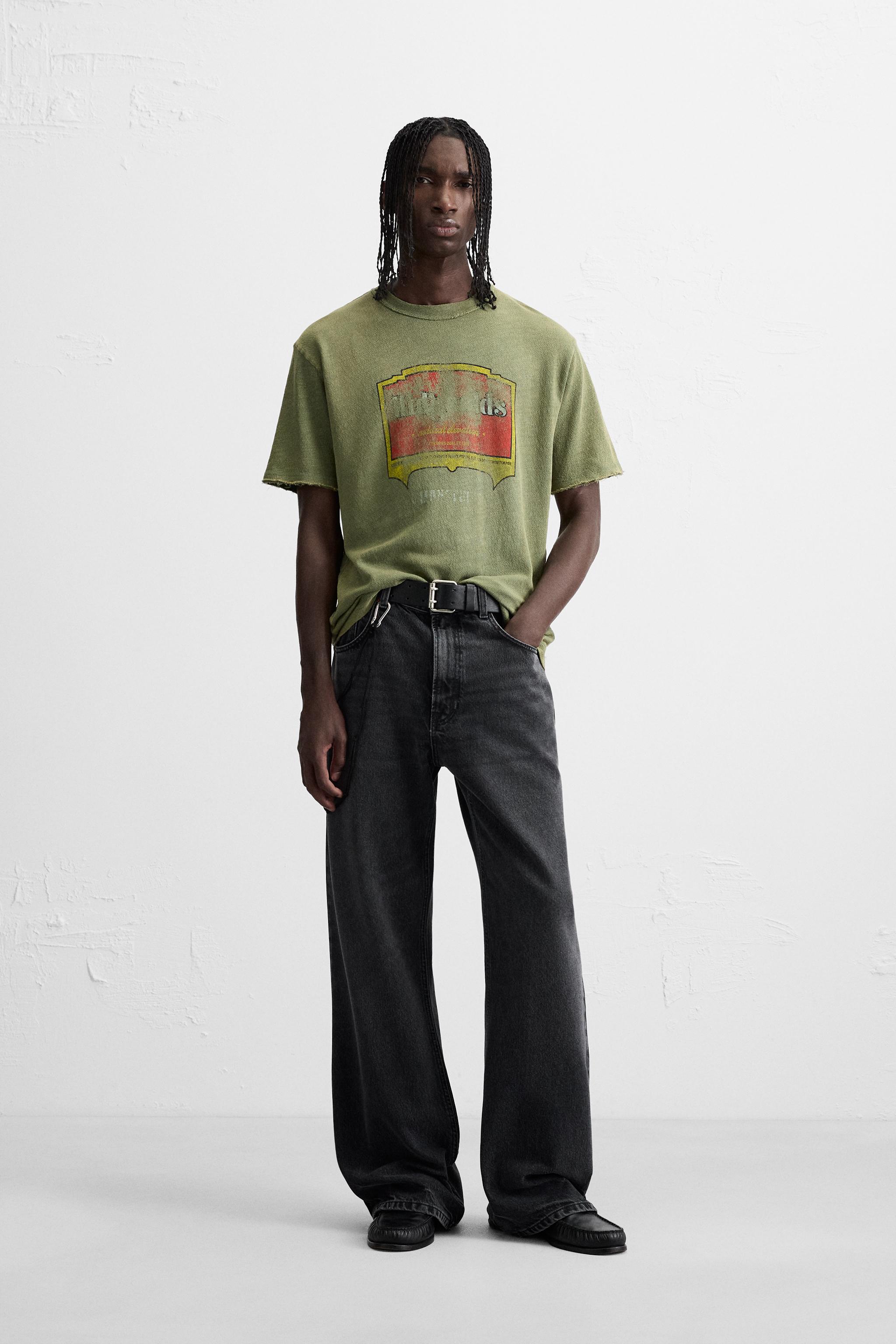 WASHED PRINT KNIT T-SHIRT