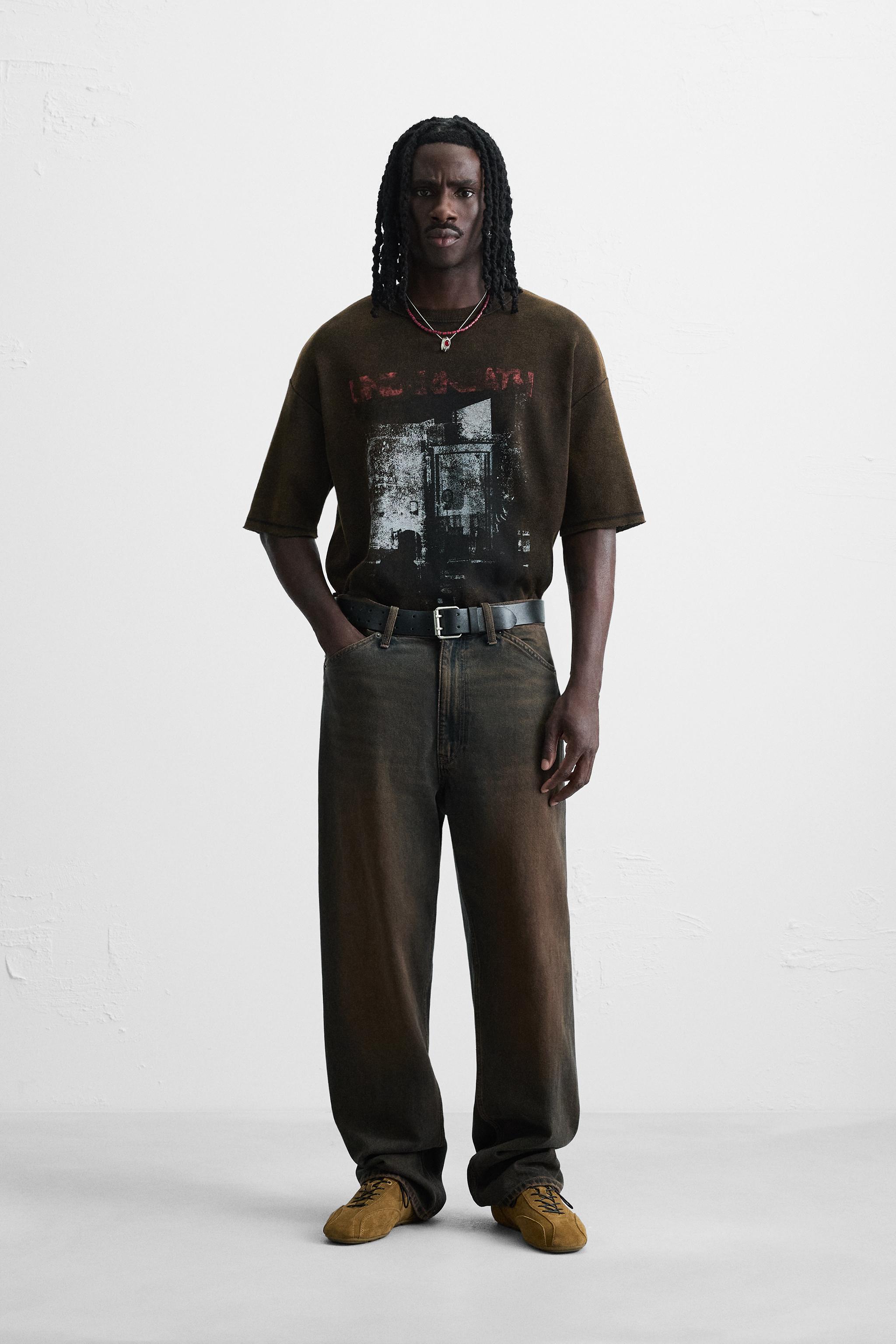 WASHED PRINT KNIT T-SHIRT