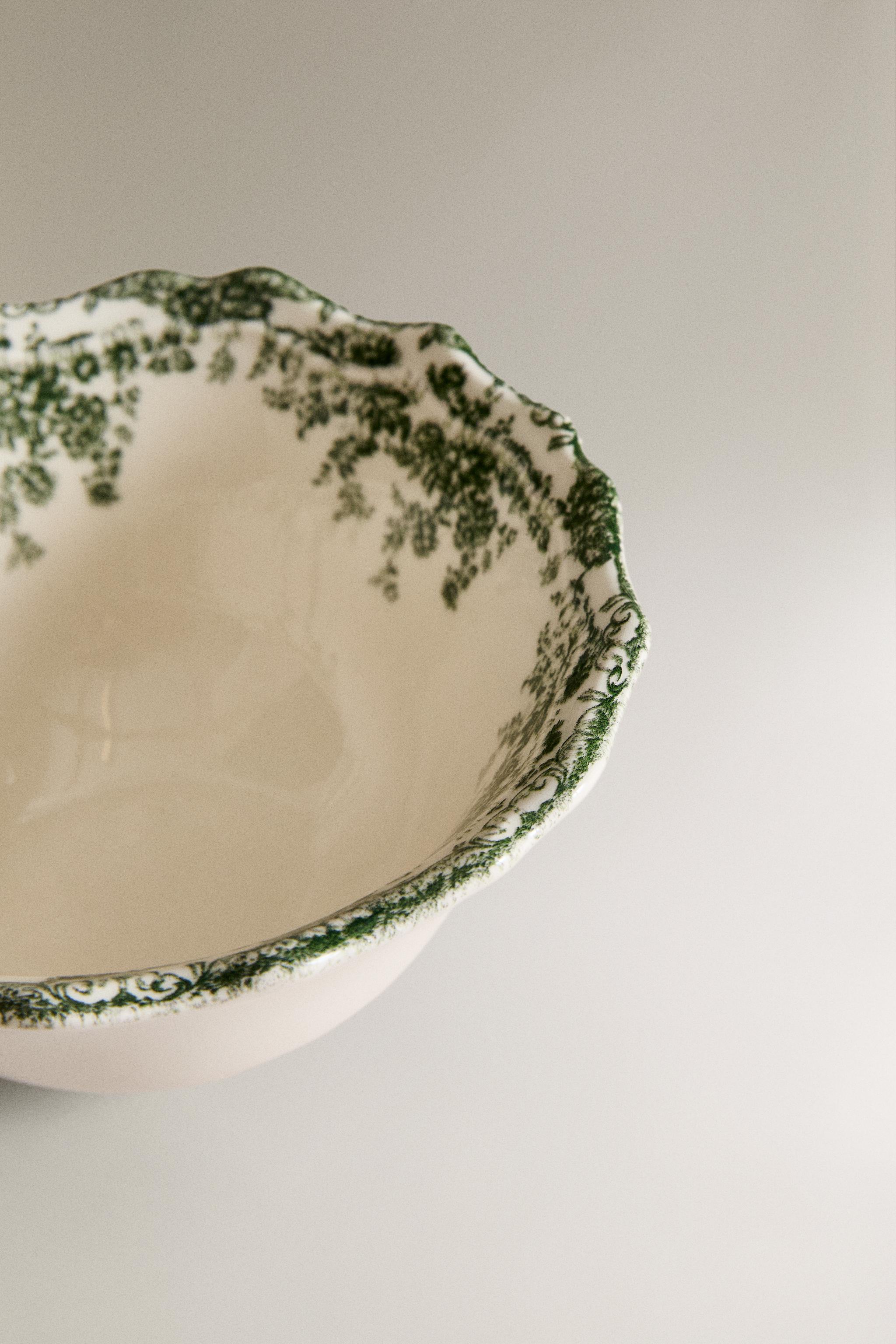 FLORAL EARTHENWARE SNACK BOWL