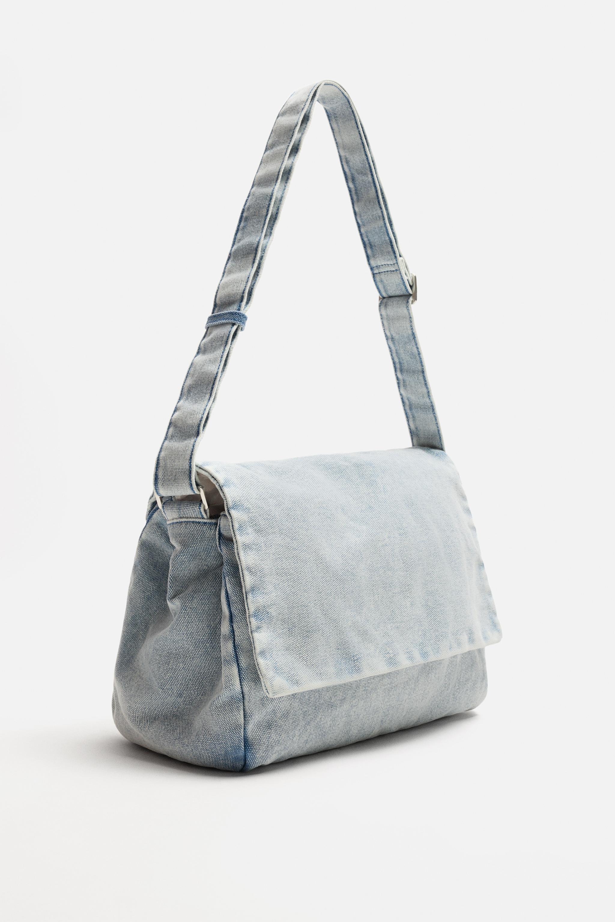 WASHED-EFFECT DENIM CROSSBODY BAG