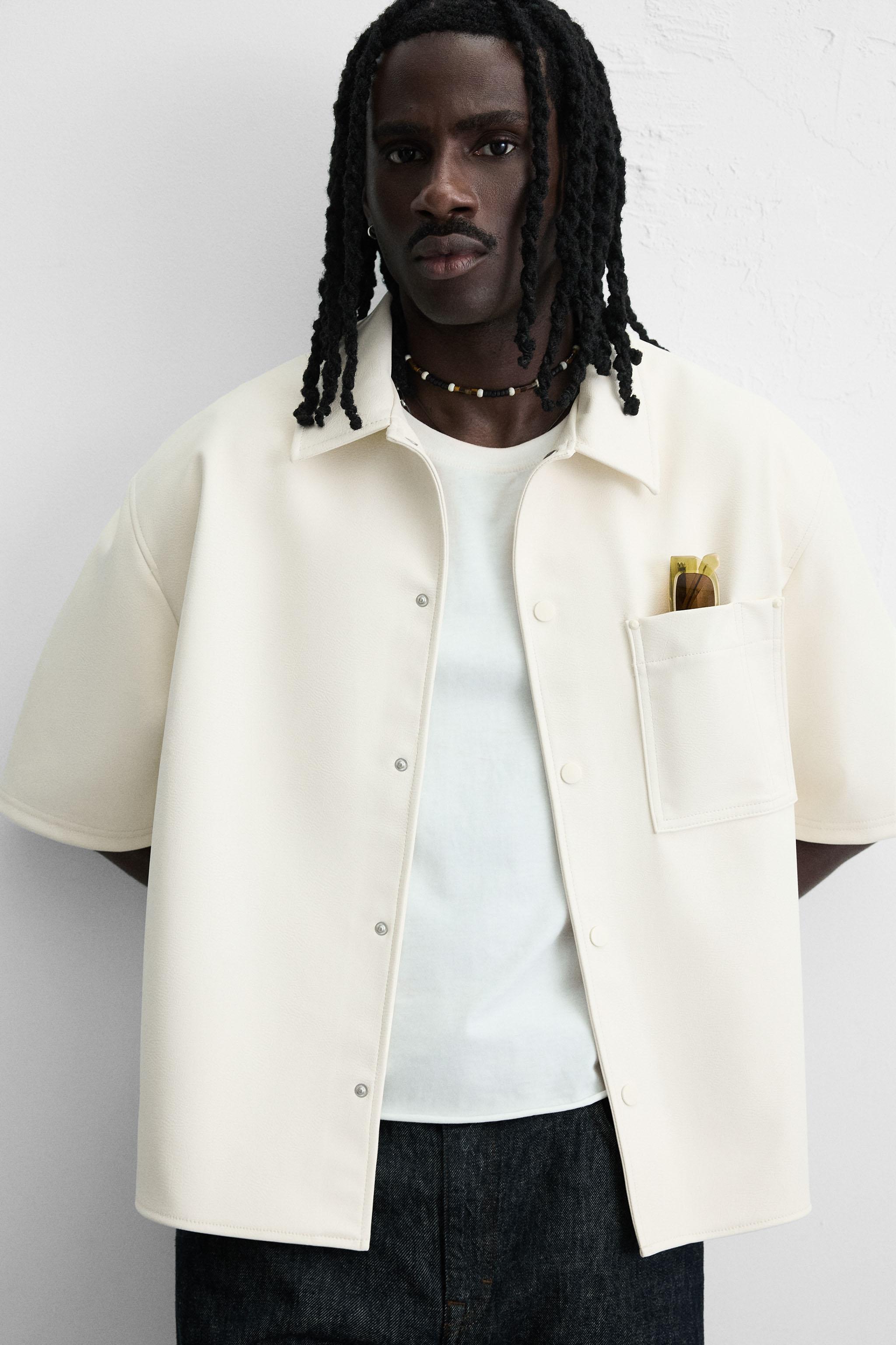 FAUX LEATHER OVERSHIRT