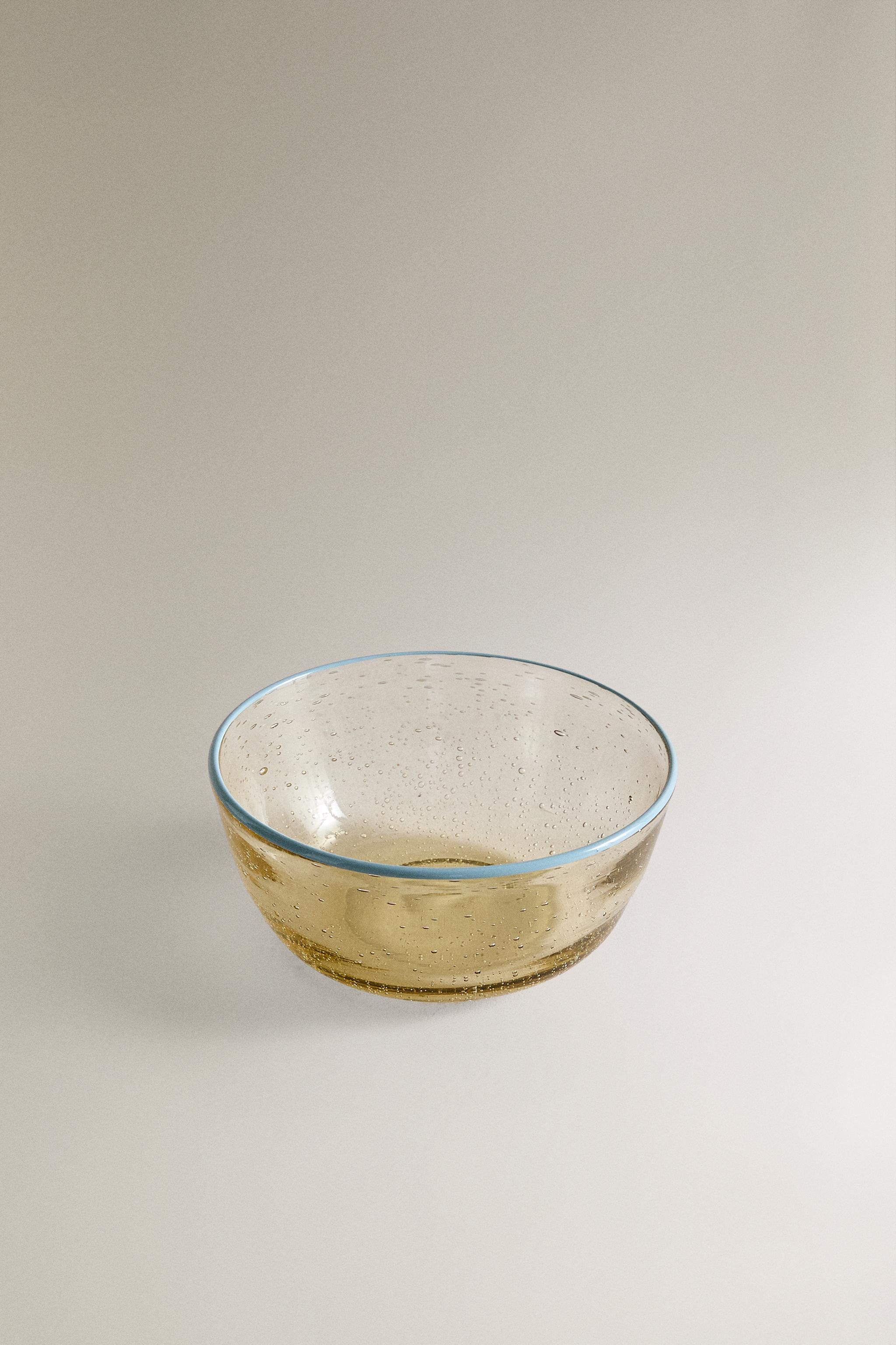 BUBBLE GLASS BOWL WITH RIM