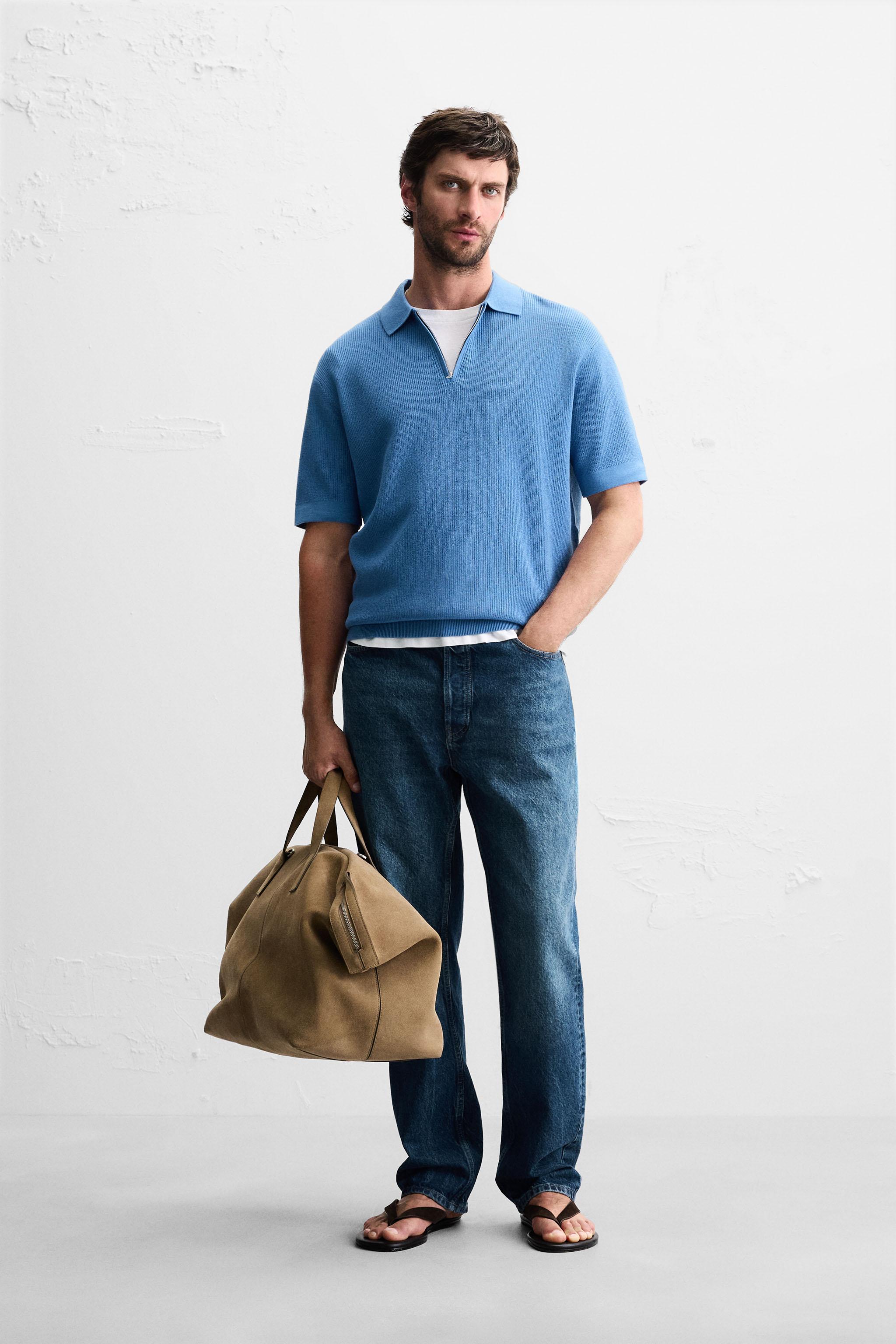 PURL KNIT ZIPPER POLO SHIRT