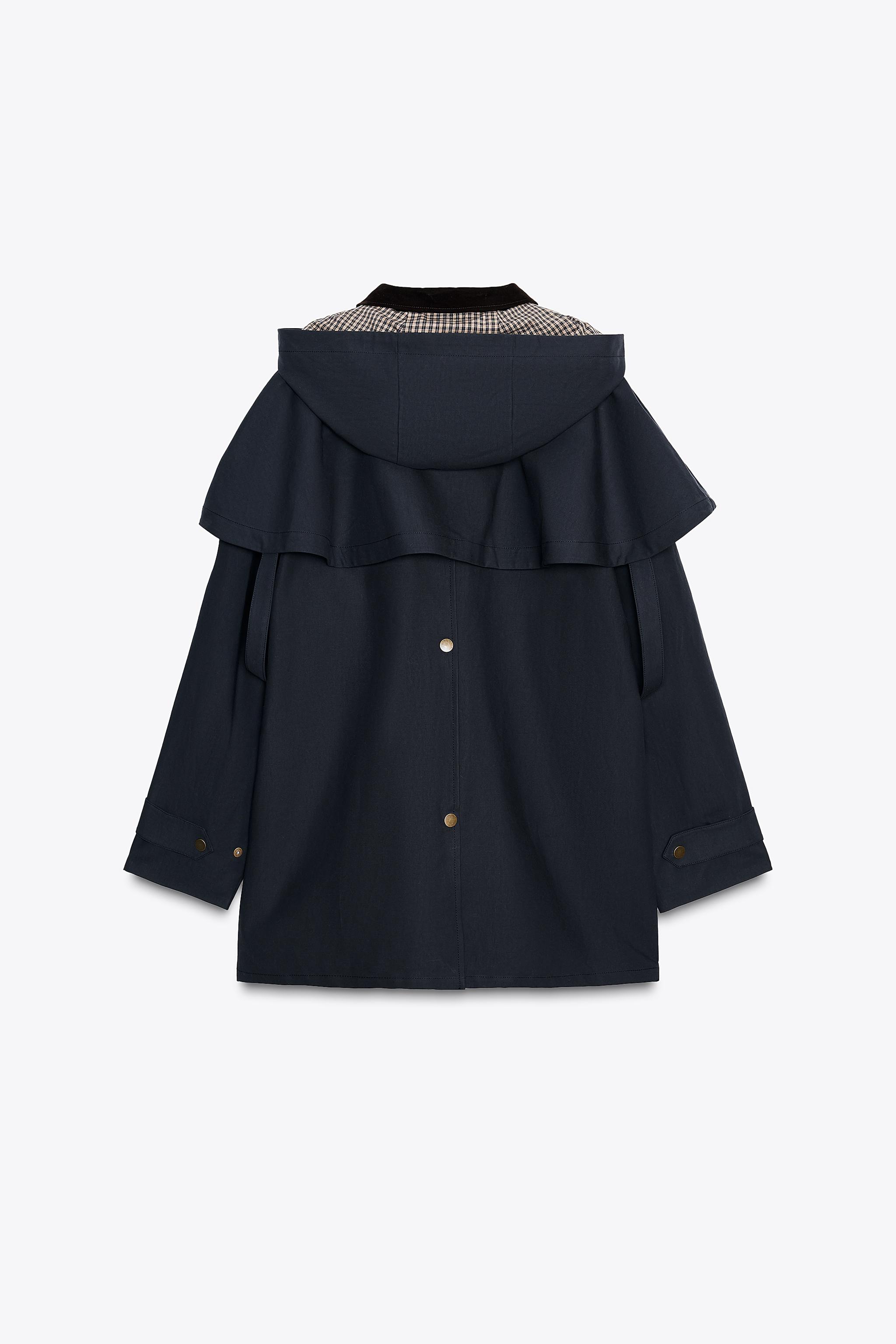 CONTRAST COLLAR HOODED TRENCH ZW COLLECTION