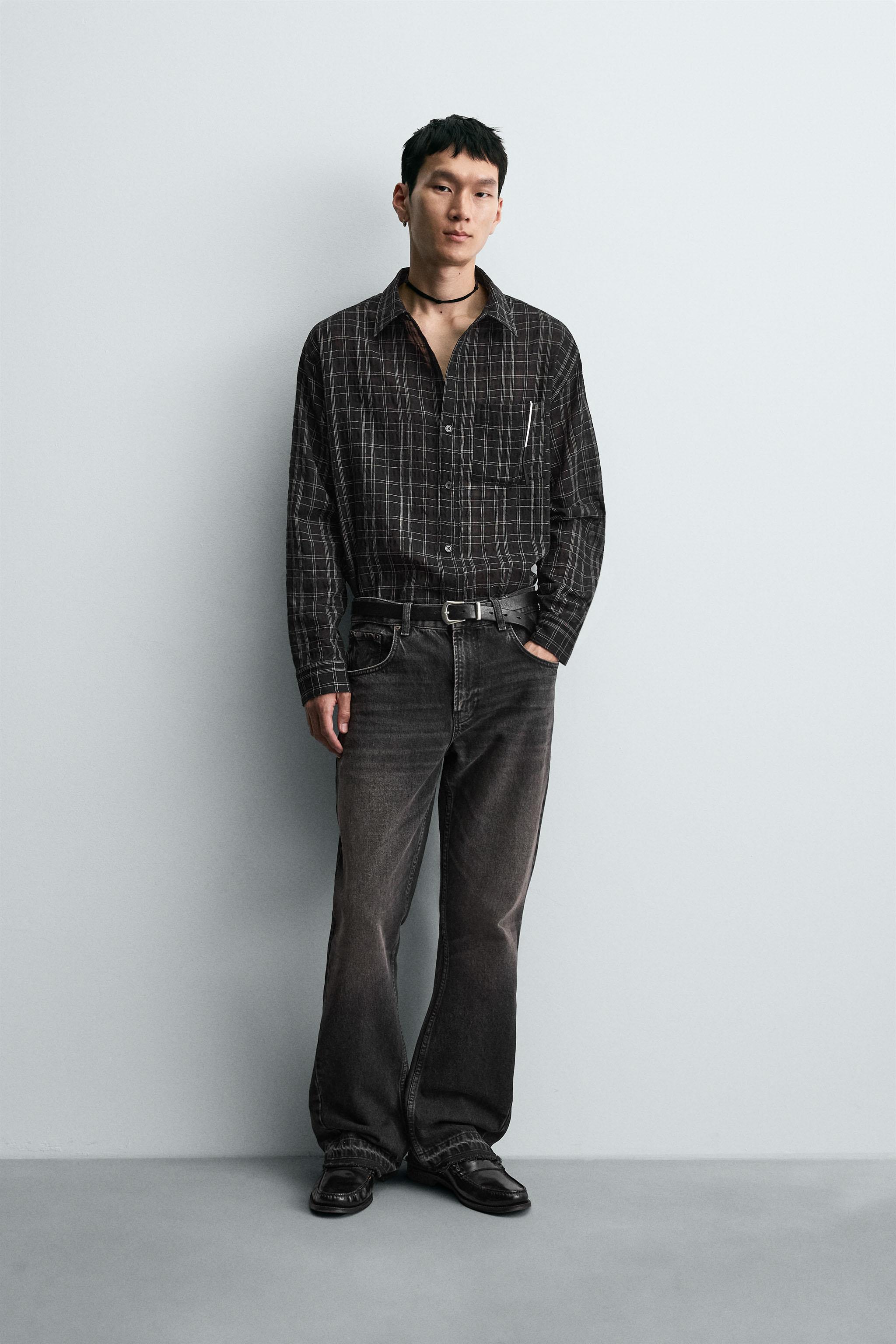TEXTURED PLAID SHIRT