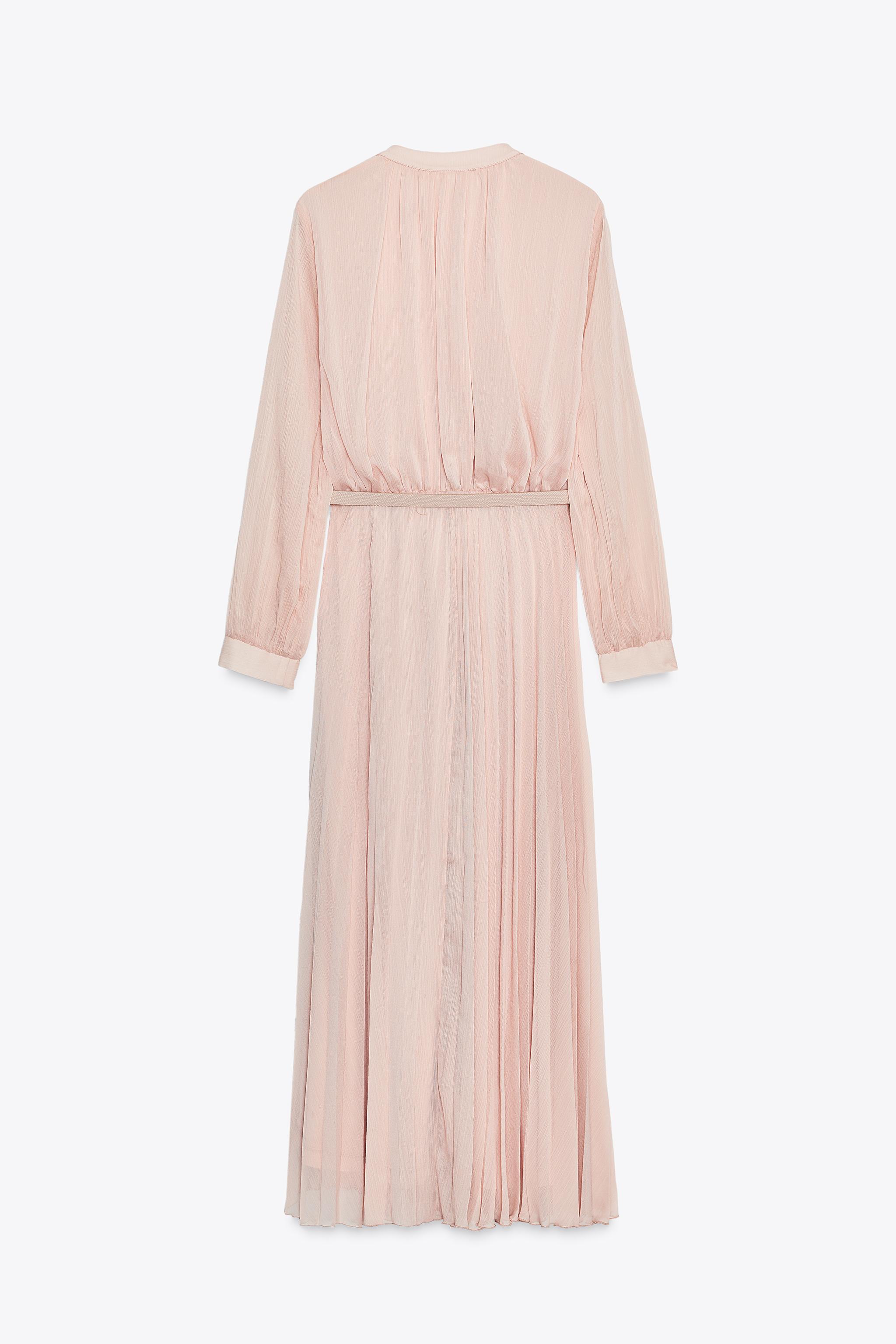 BELTED PLEATED MIDI DRESS