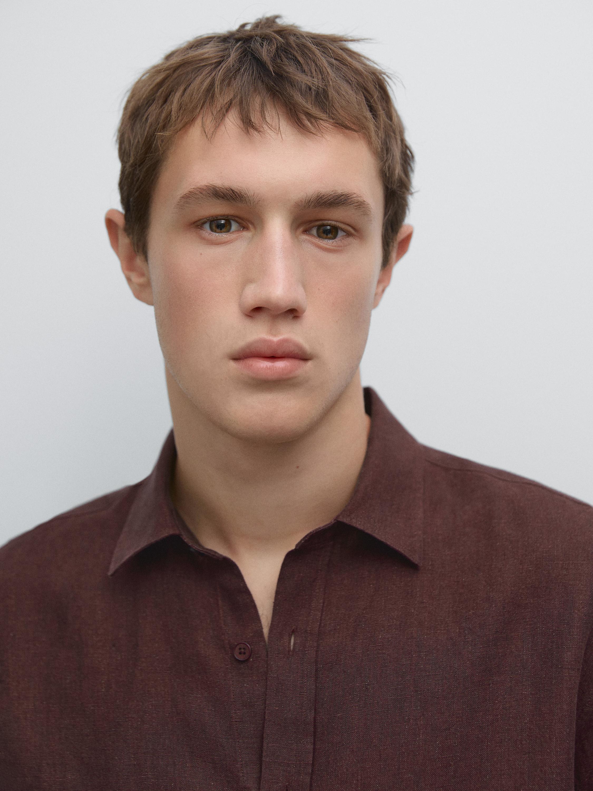 Regular fit faded linen shirt