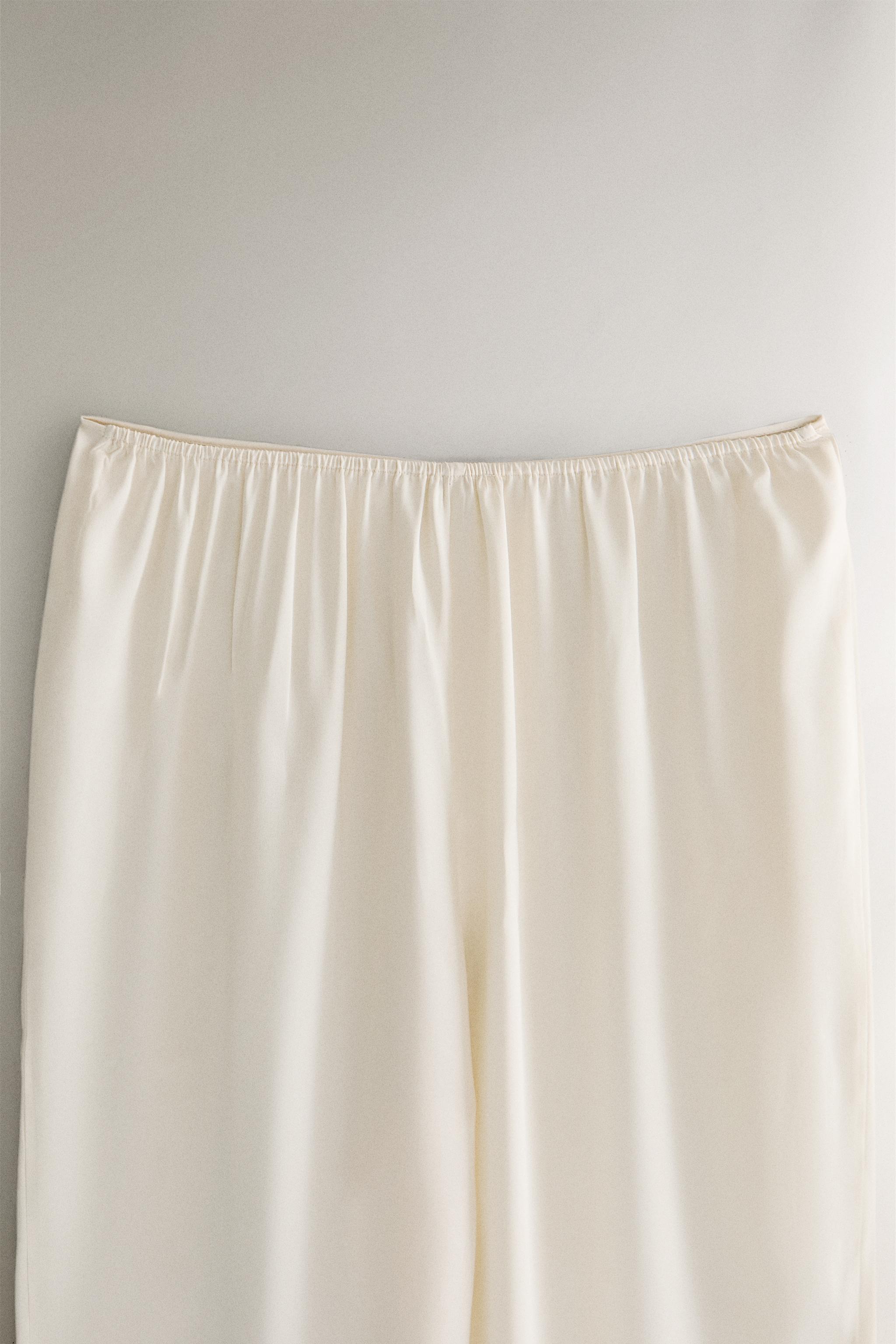 BEIGE SILK PANTS