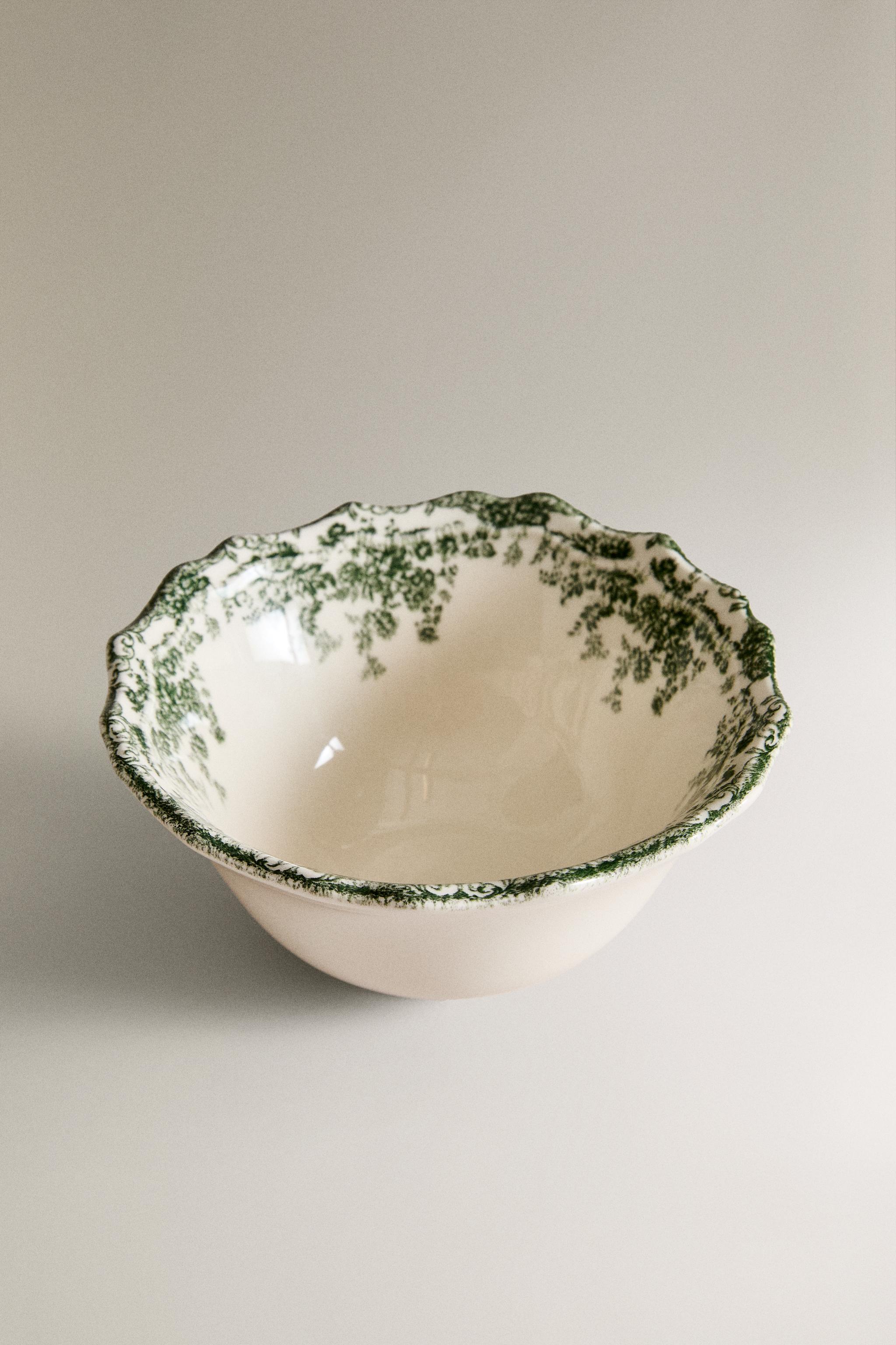 FLORAL EARTHENWARE SNACK BOWL