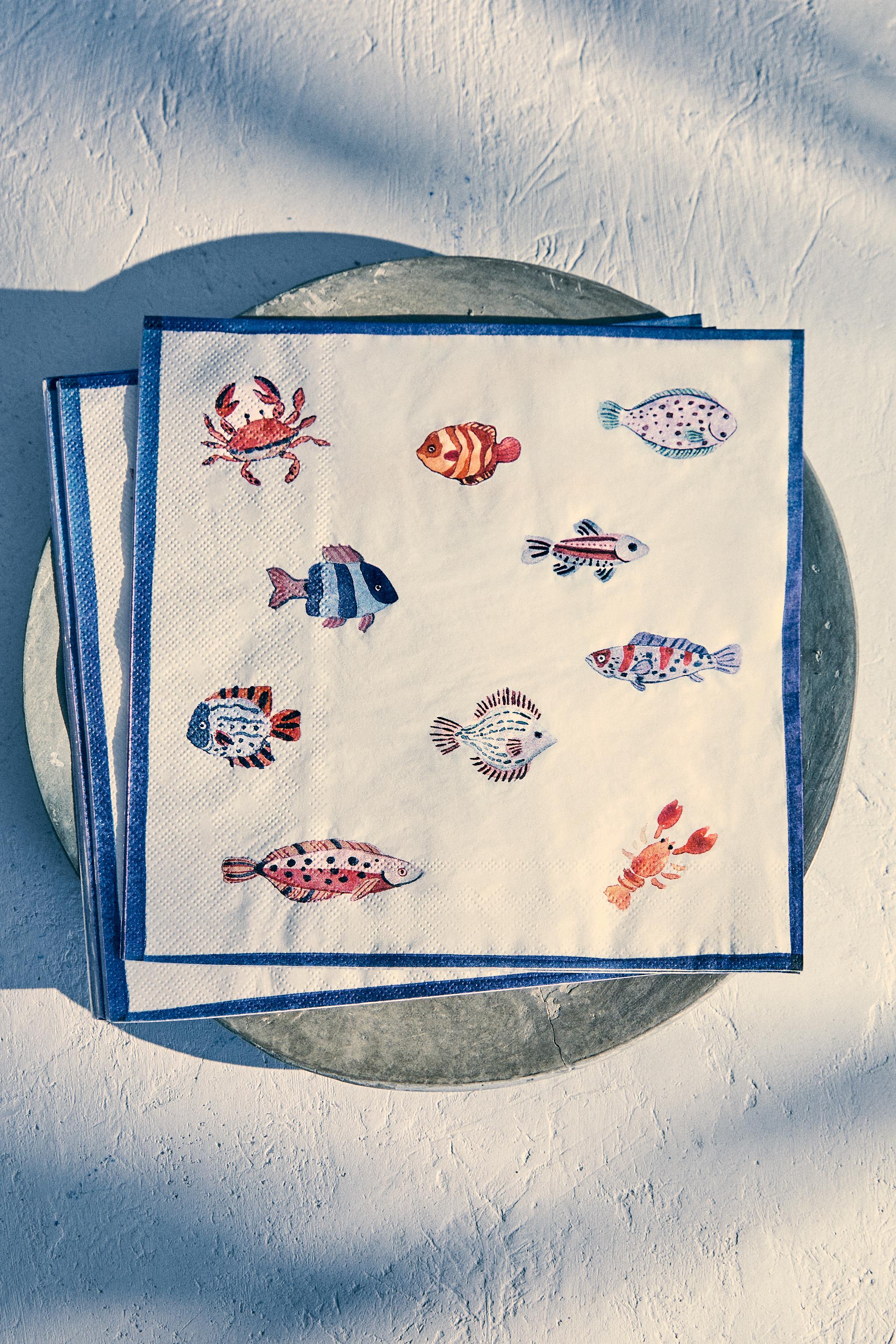 SET OF 20 FISH PAPER NAPKINS (SET OF 20)