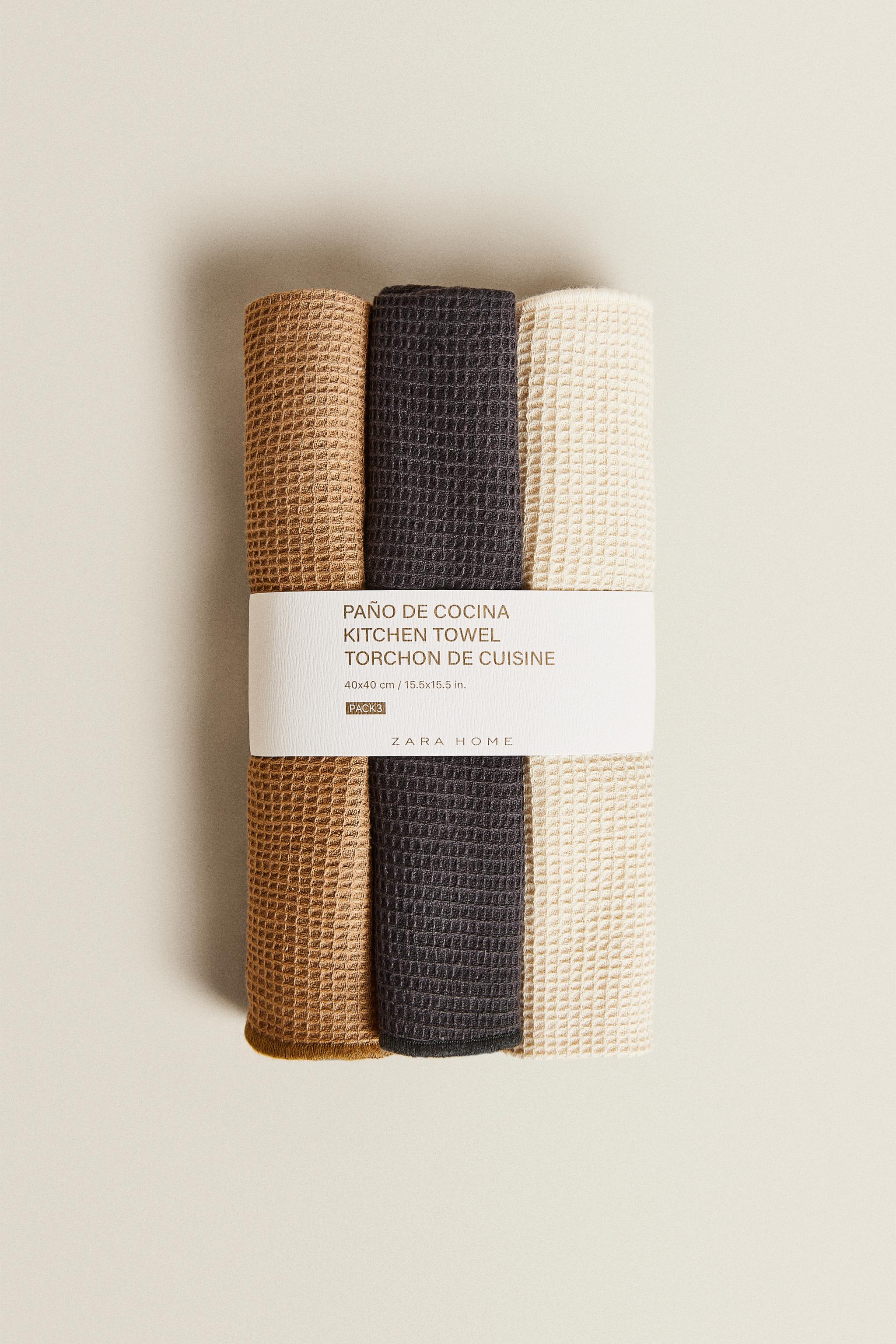 WAFFLE-KNIT KITCHEN TOWELS (SET OF 3)