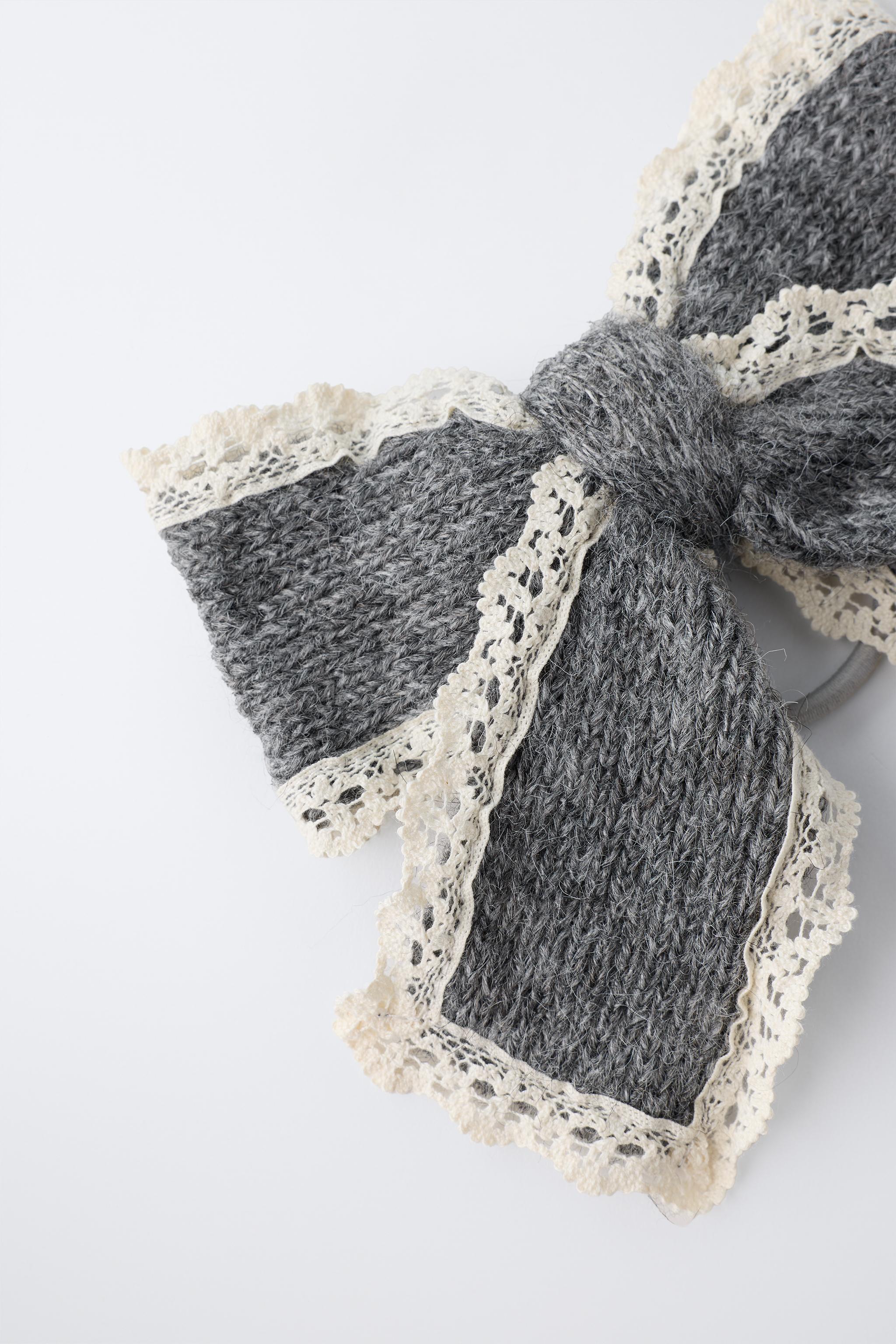 KNIT BOW BARRETTE HAIR TIE