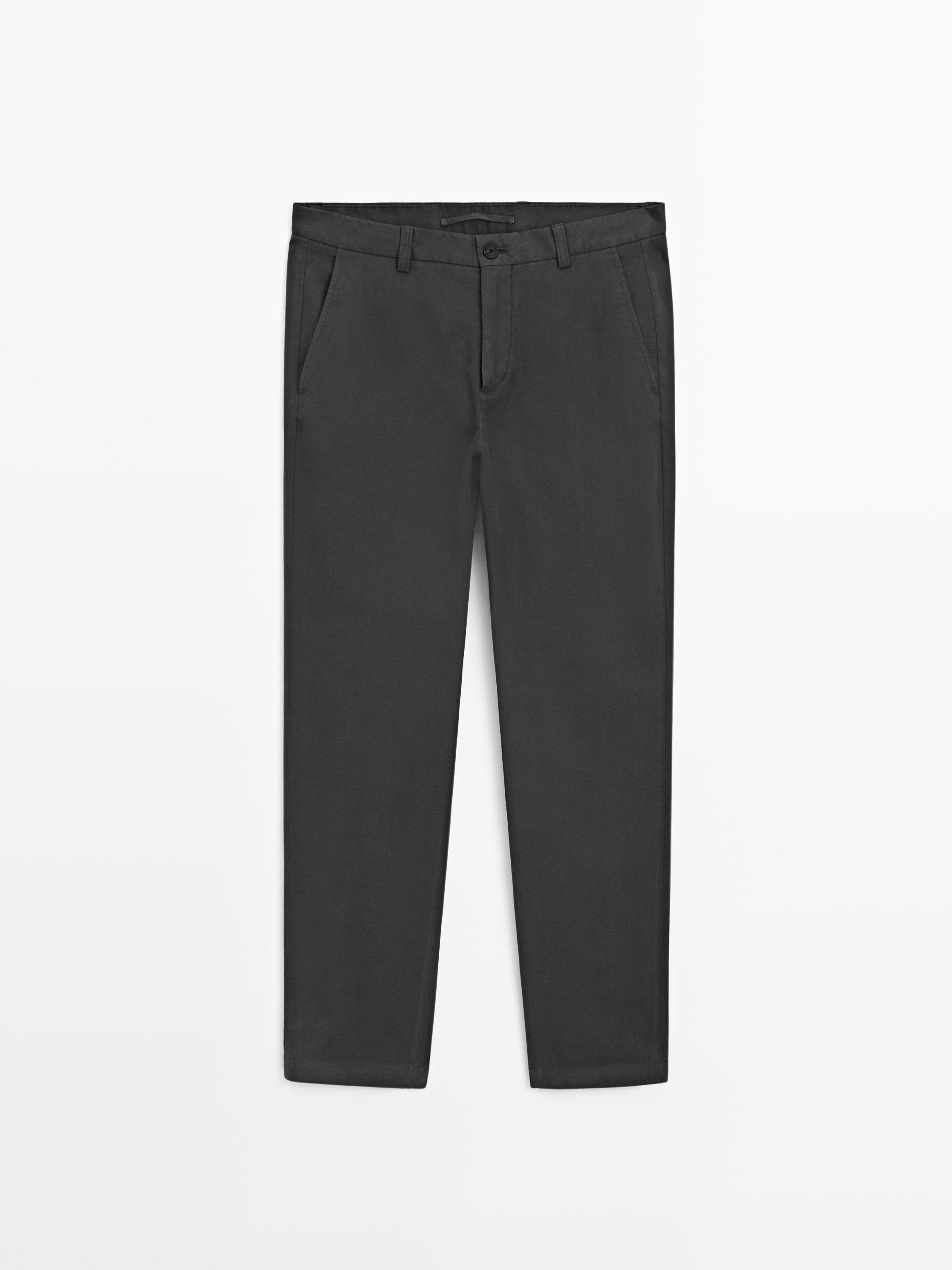 Slim fit textured trousers