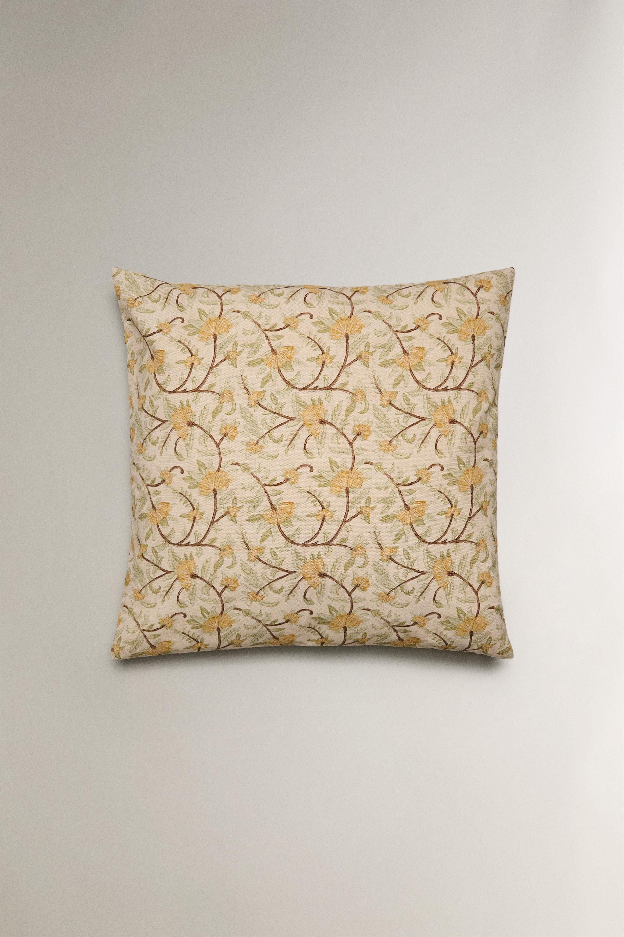 FLORAL PRINT THROW PILLOW COVER