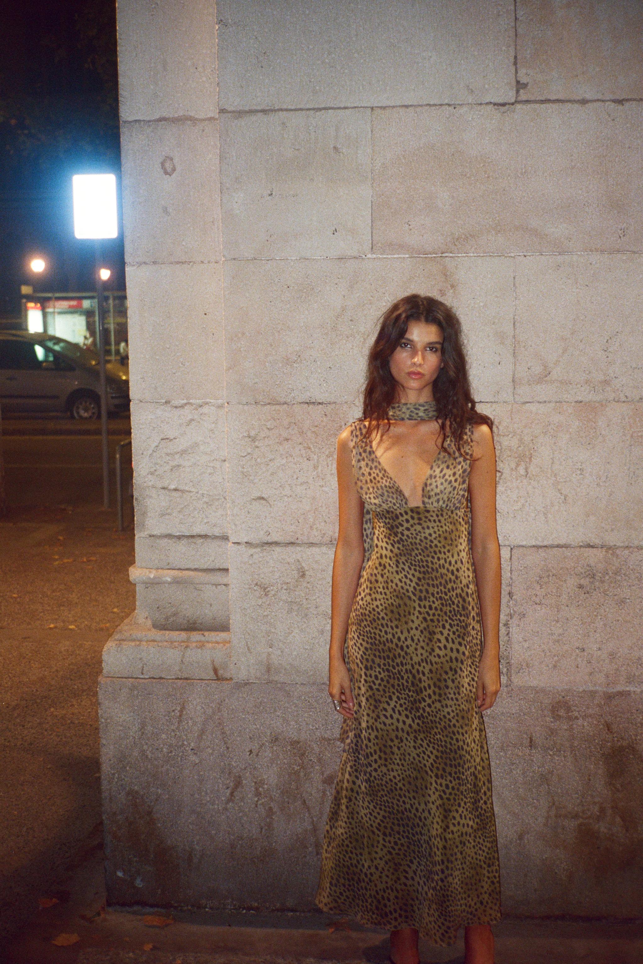 ANIMAL PRINT FOULARD DRESS