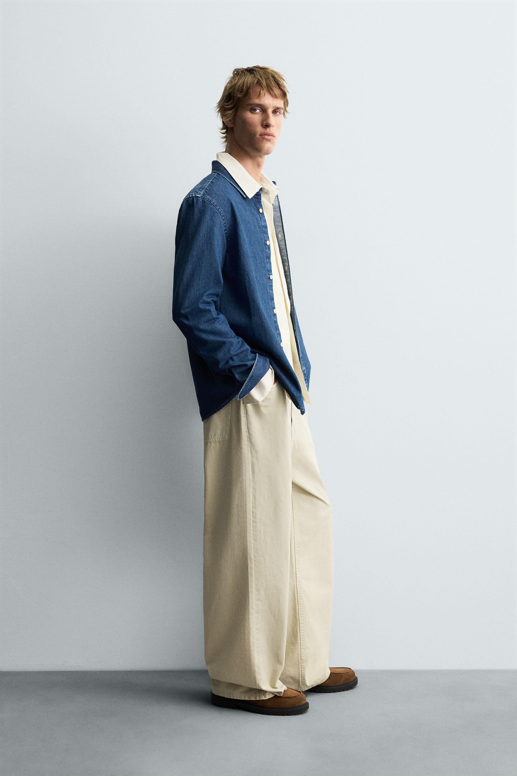 TOPSTITCHED DENIM SHIRT