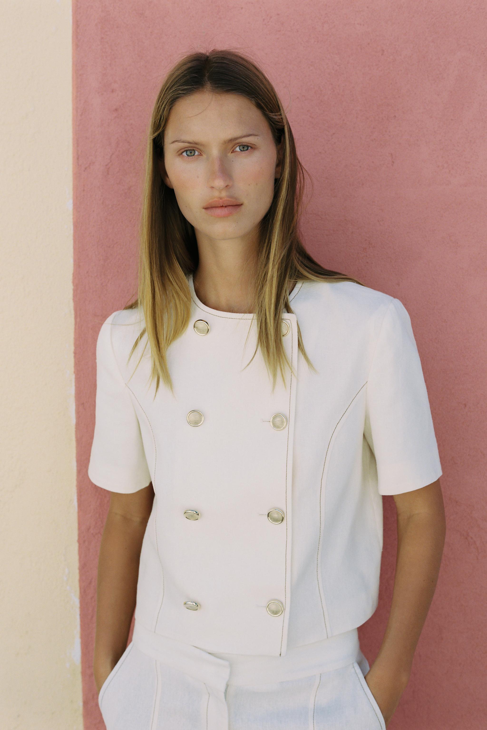 SHORT SLEEVE BLAZER WITH LINEN