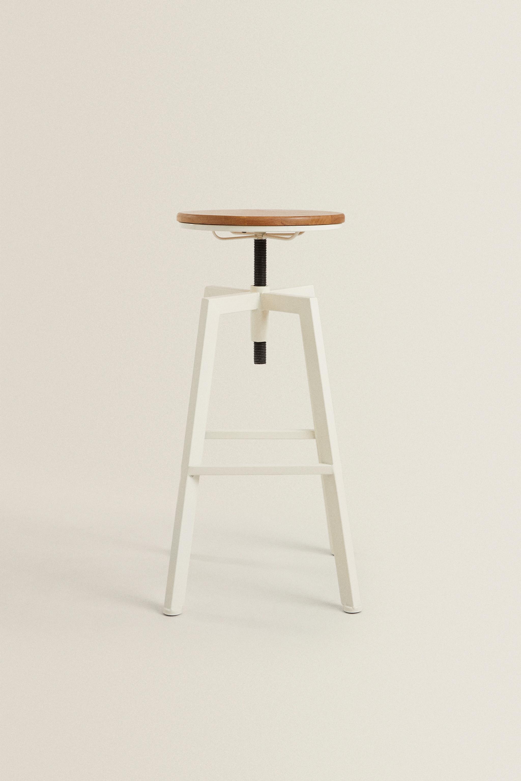 WOOD AND METAL SWIVEL BAR STOOL