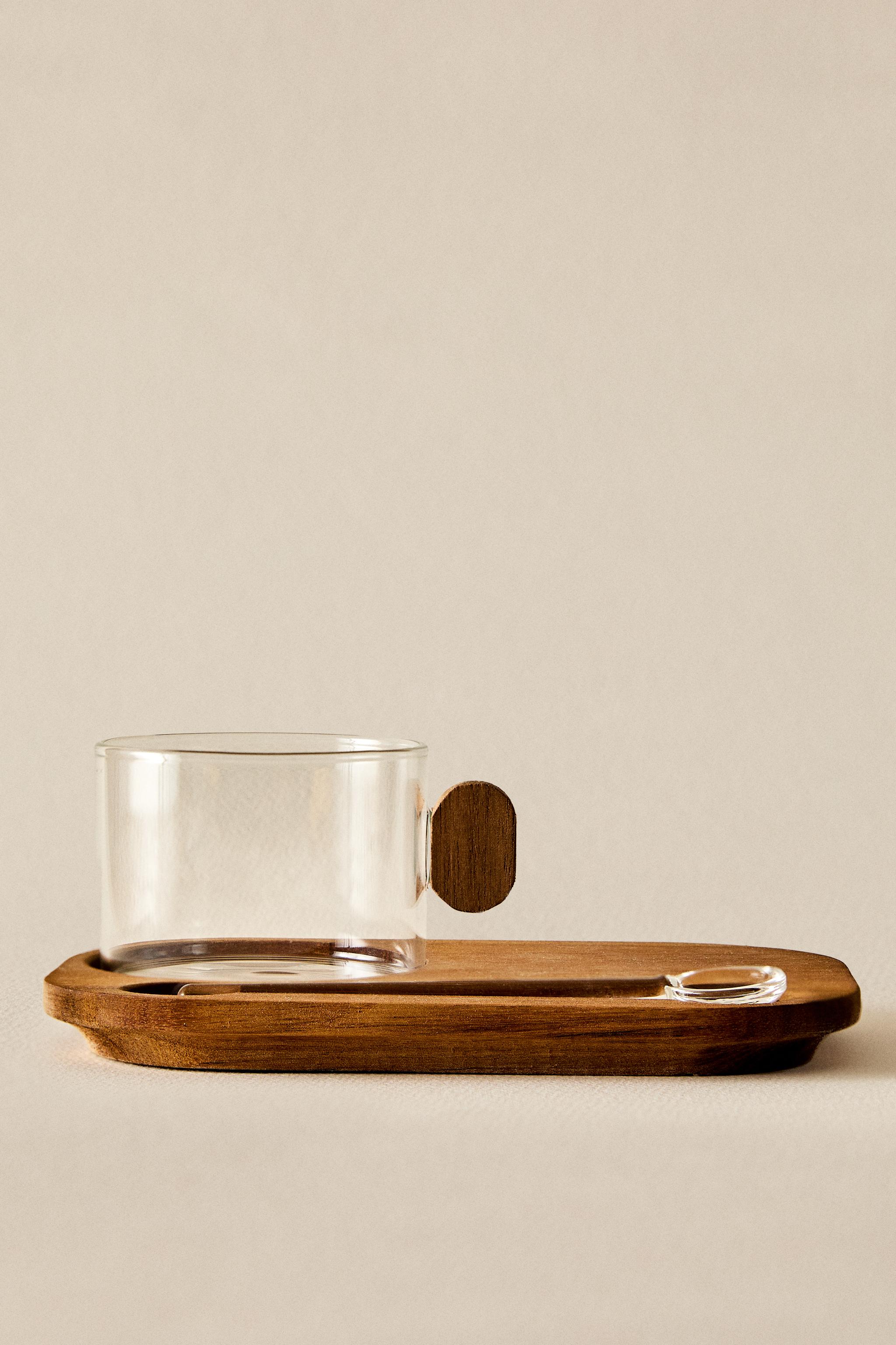 BOROSILICATE GLASS MUG WITH TRAY