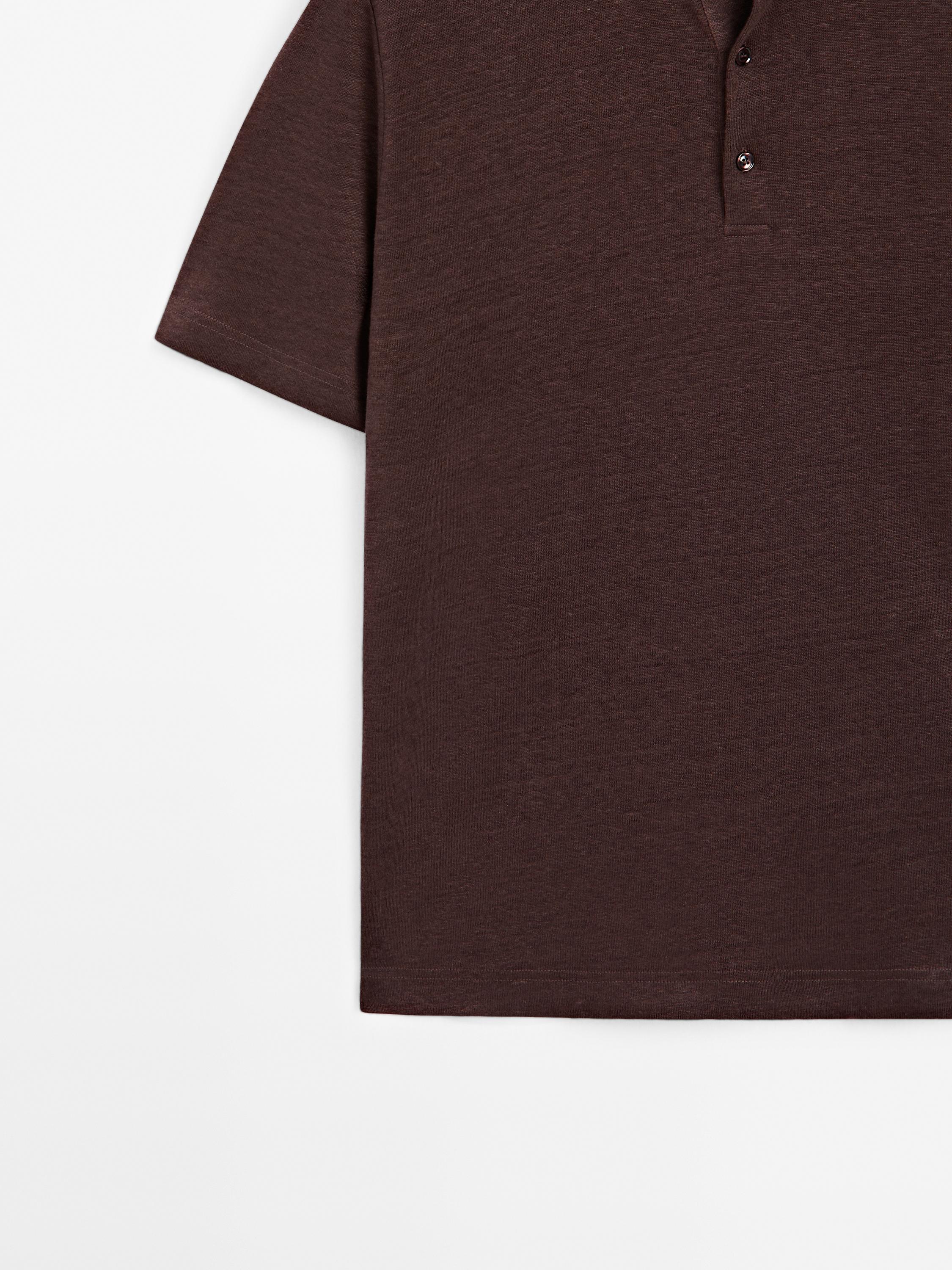 100% linen short sleeve polo shirt