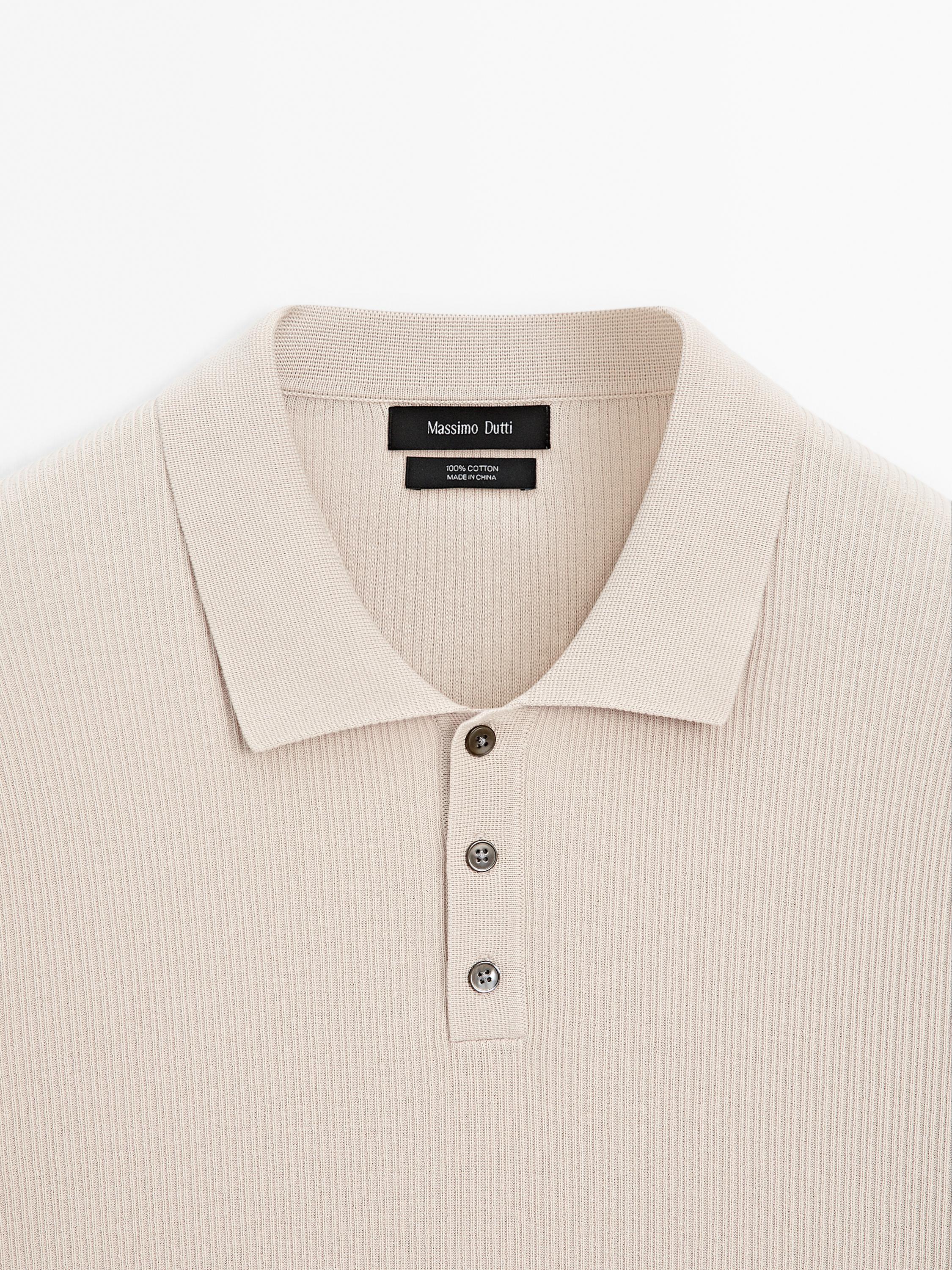 100% cotton ribbed knit polo shirt