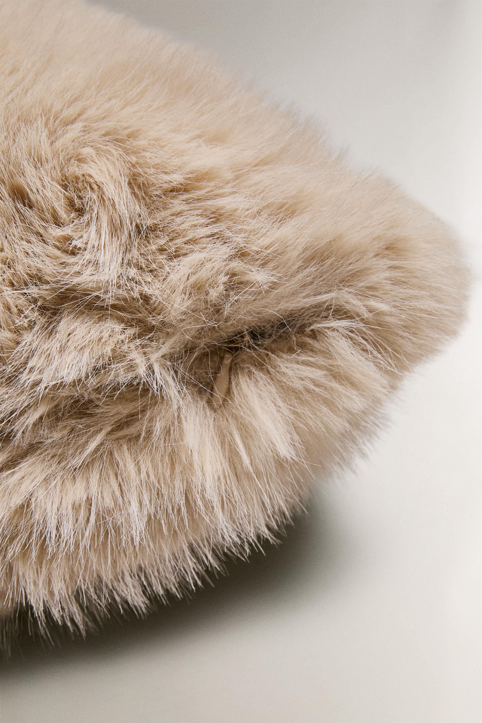 LONG FAUX FUR THROW PILLOW COVER