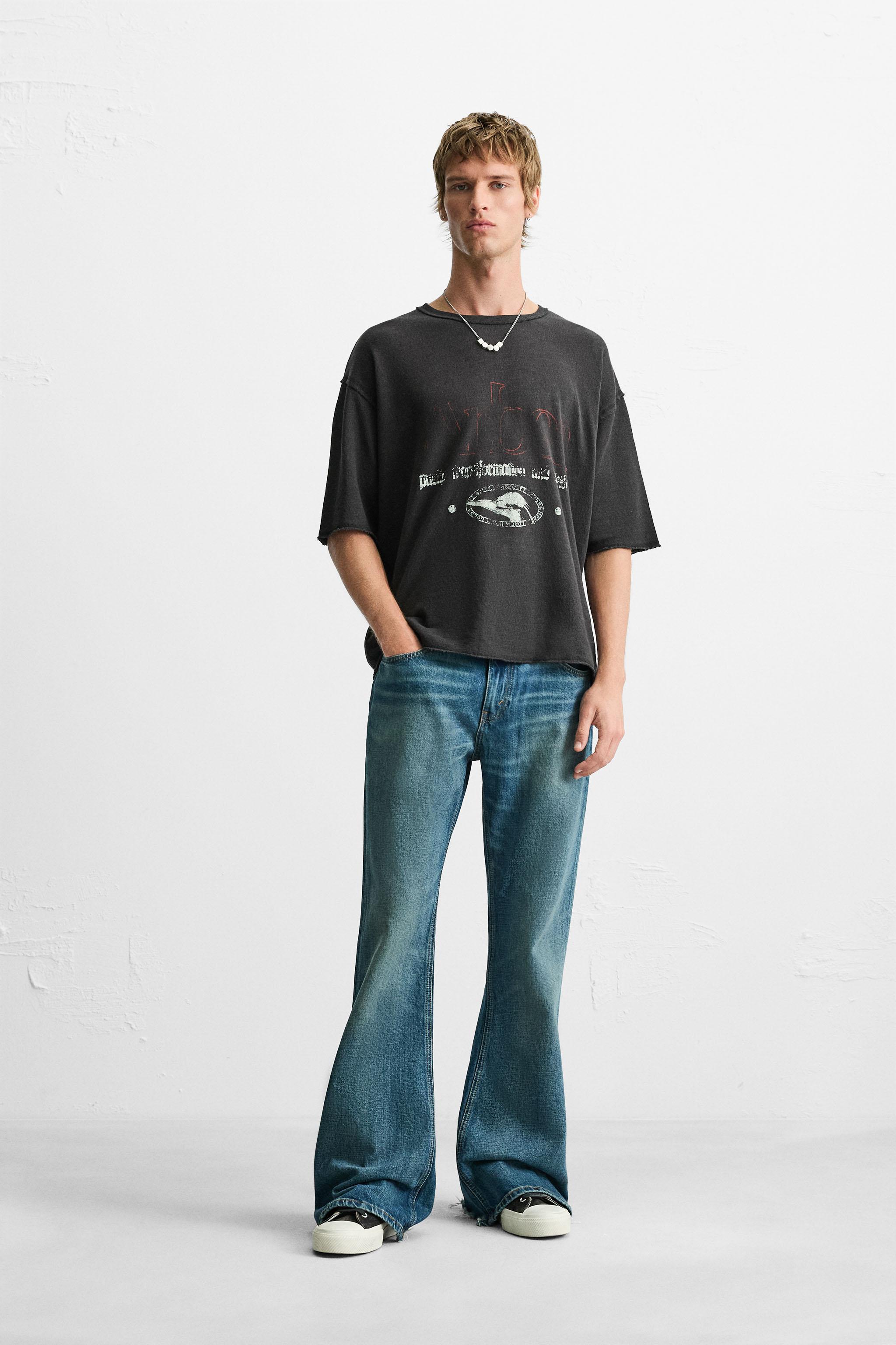 WASHED PRINT KNIT T-SHIRT