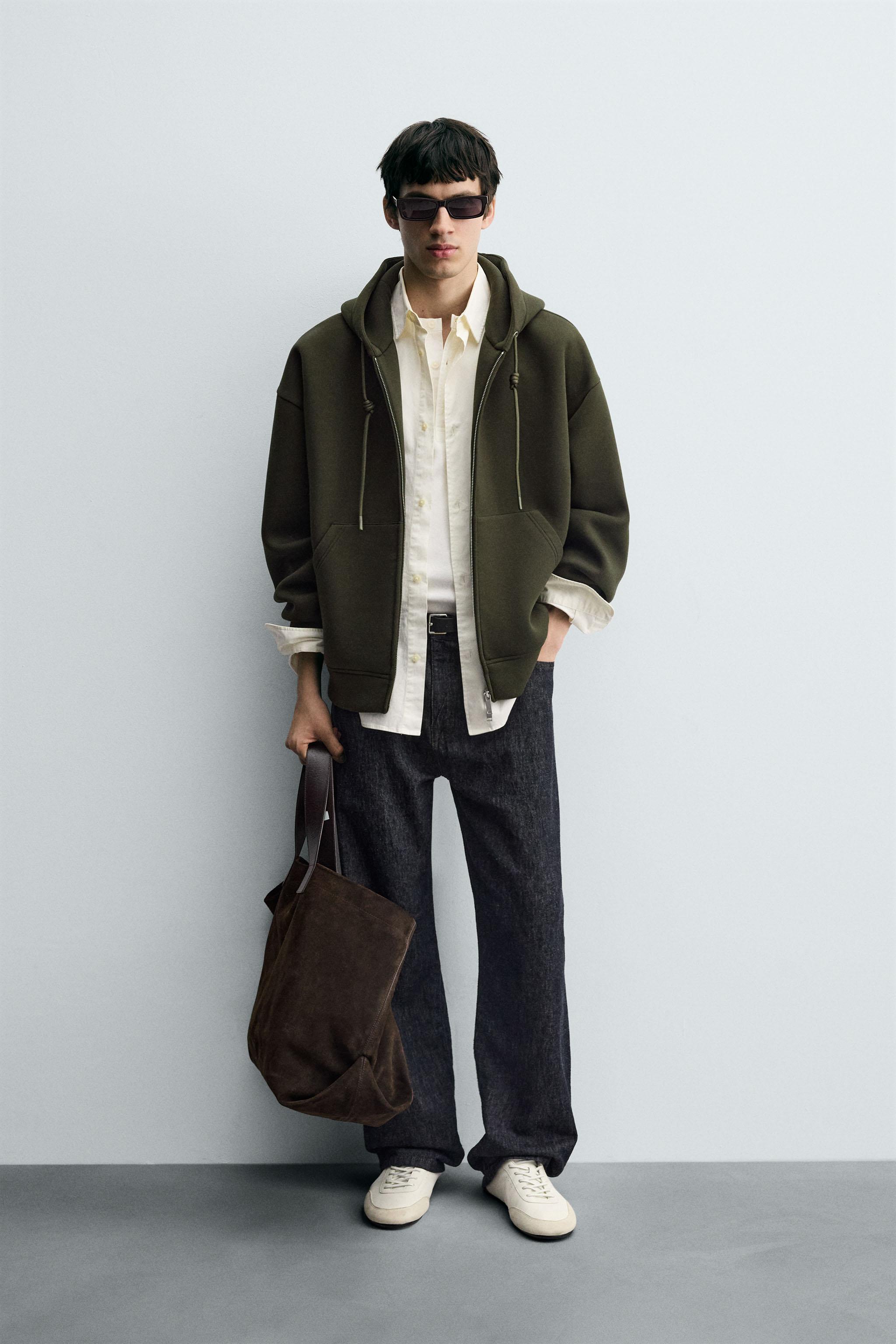 NEOPRENE EFFECT HOODIE SWEATSHIRT