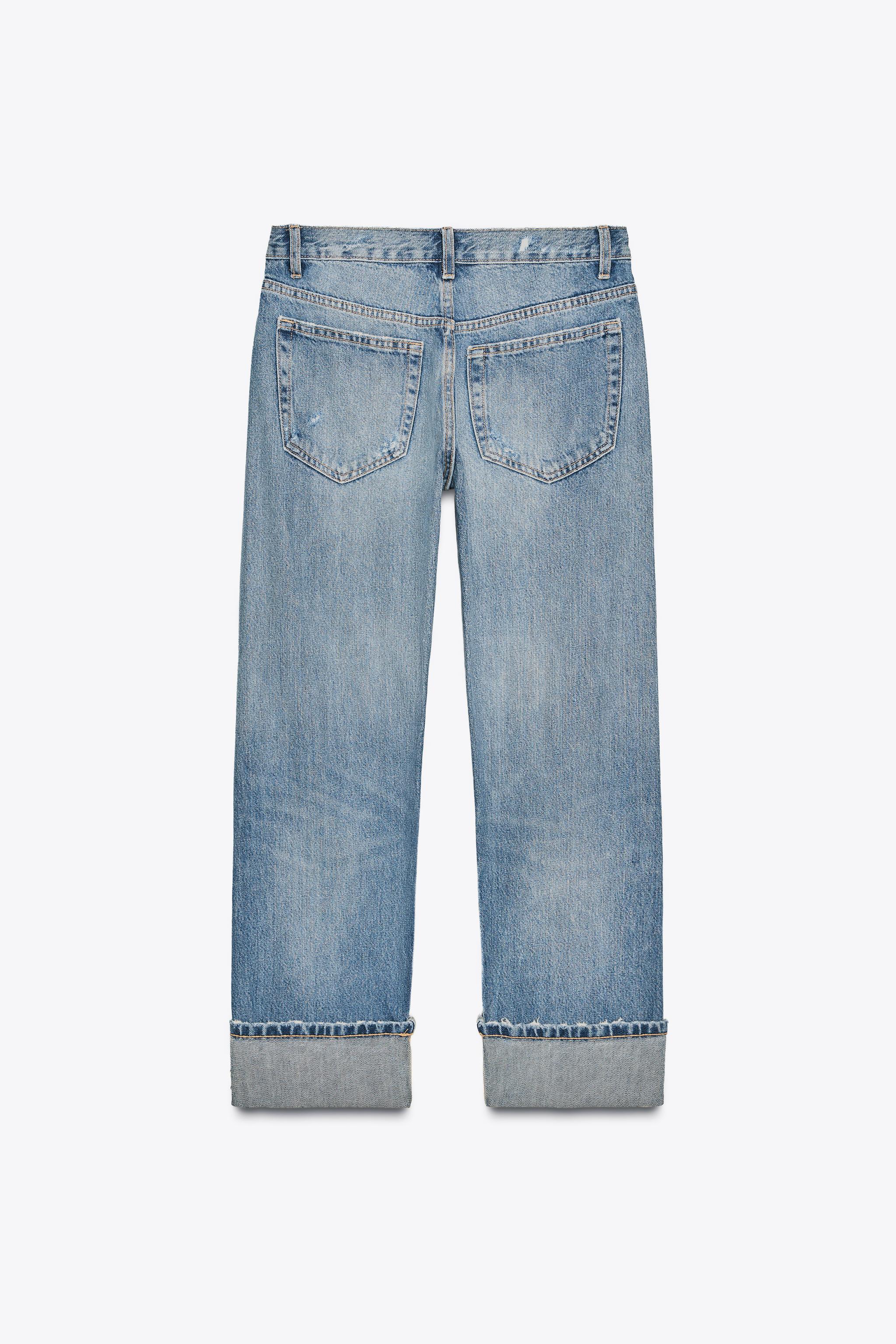 TRF MID-RISE RIPPED STRAIGHT JEANS