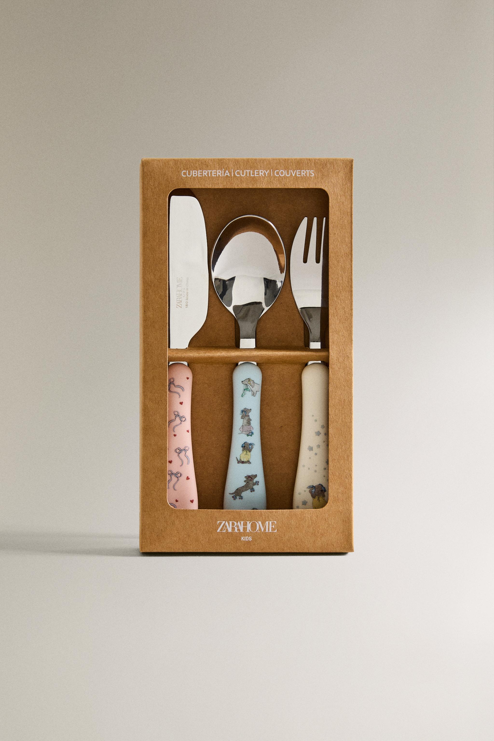 CHILDREN'S FLATWARE SET SKATING DOG