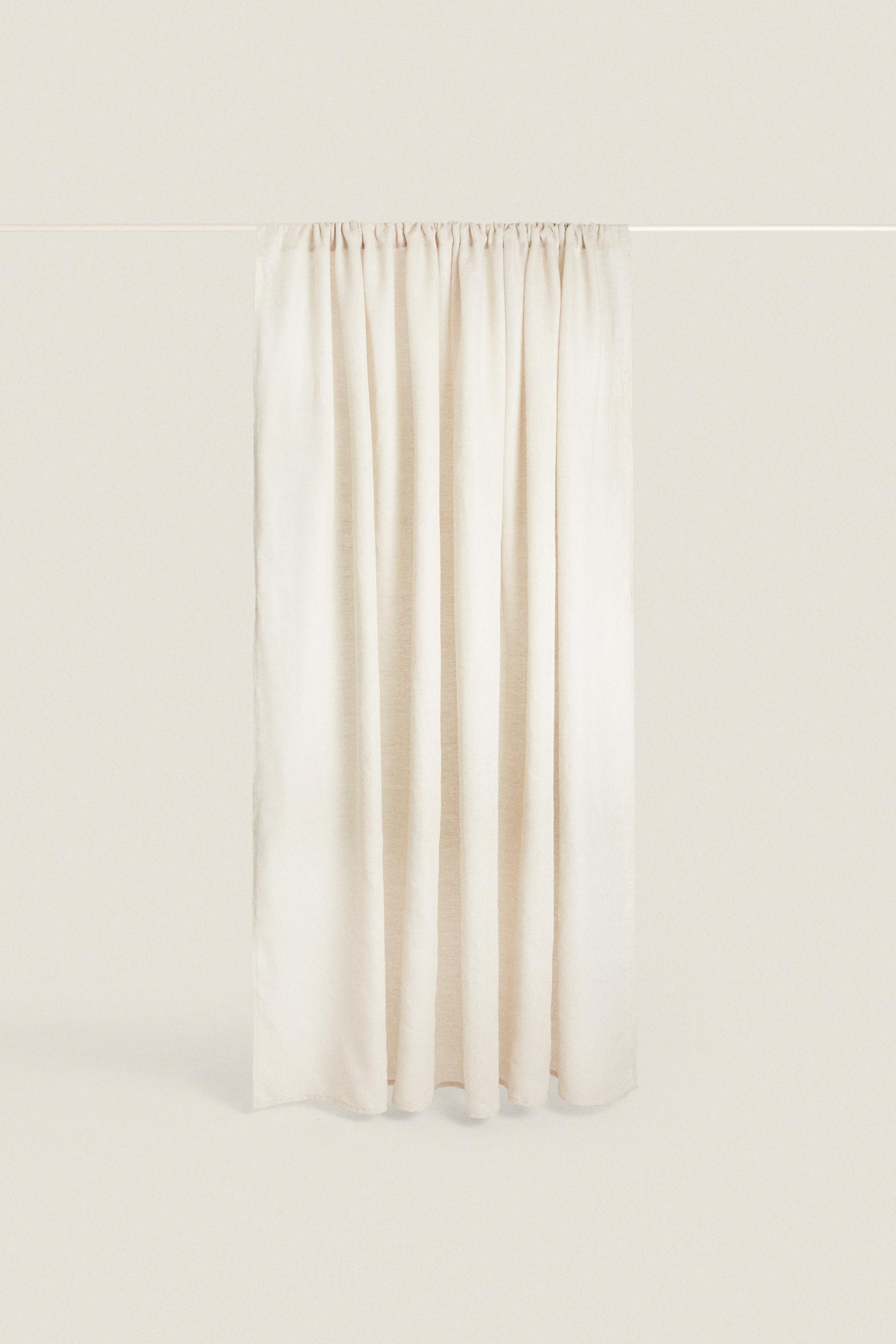 MEDIUM OPACITY DOUBLE-WIDE LINEN CURTAIN