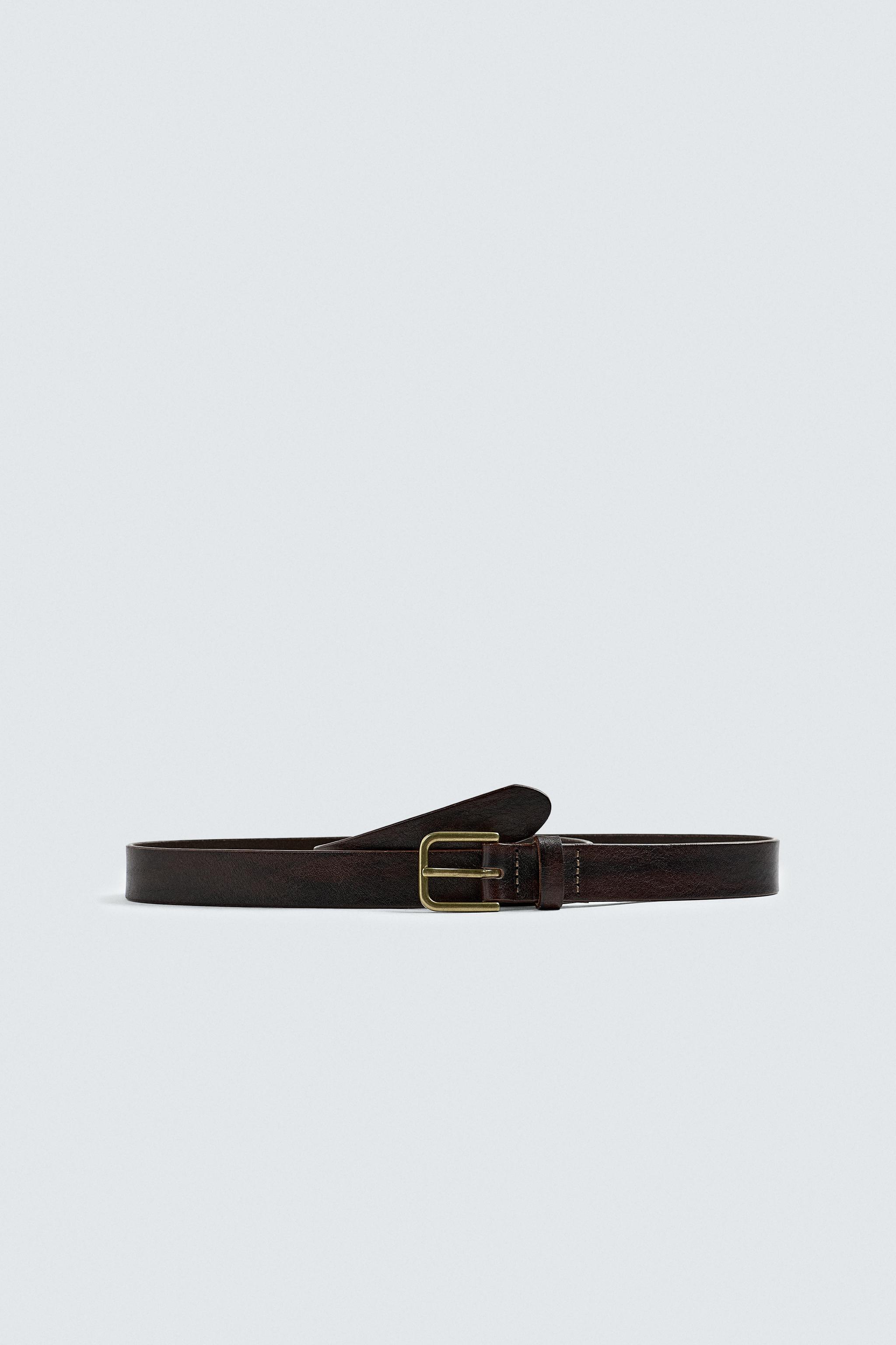 CRINKLED EFFECT LEATHER BELT
