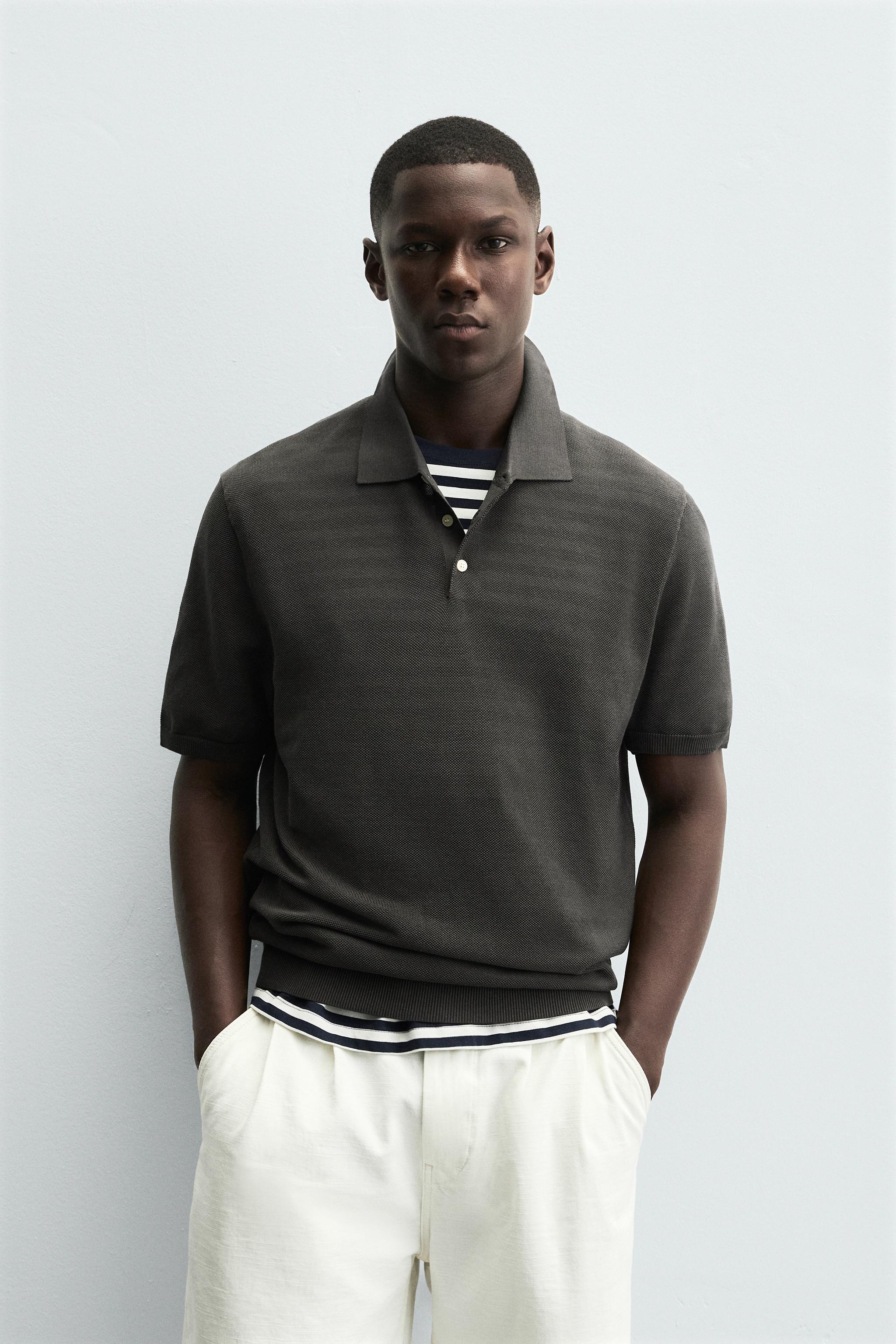 TEXTURED KNIT POLO SHIRT