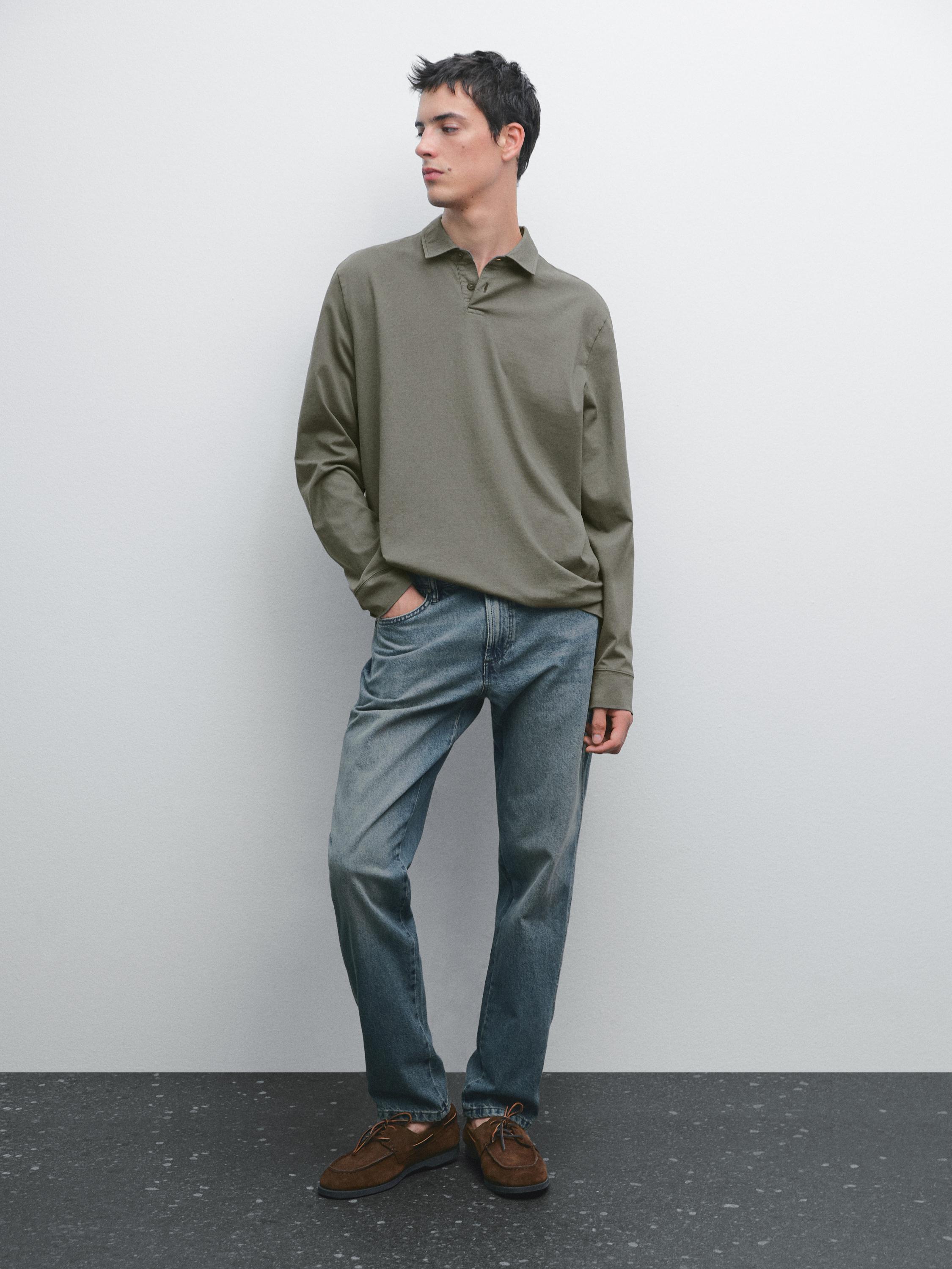 100% cotton distressed-effect polo shirt