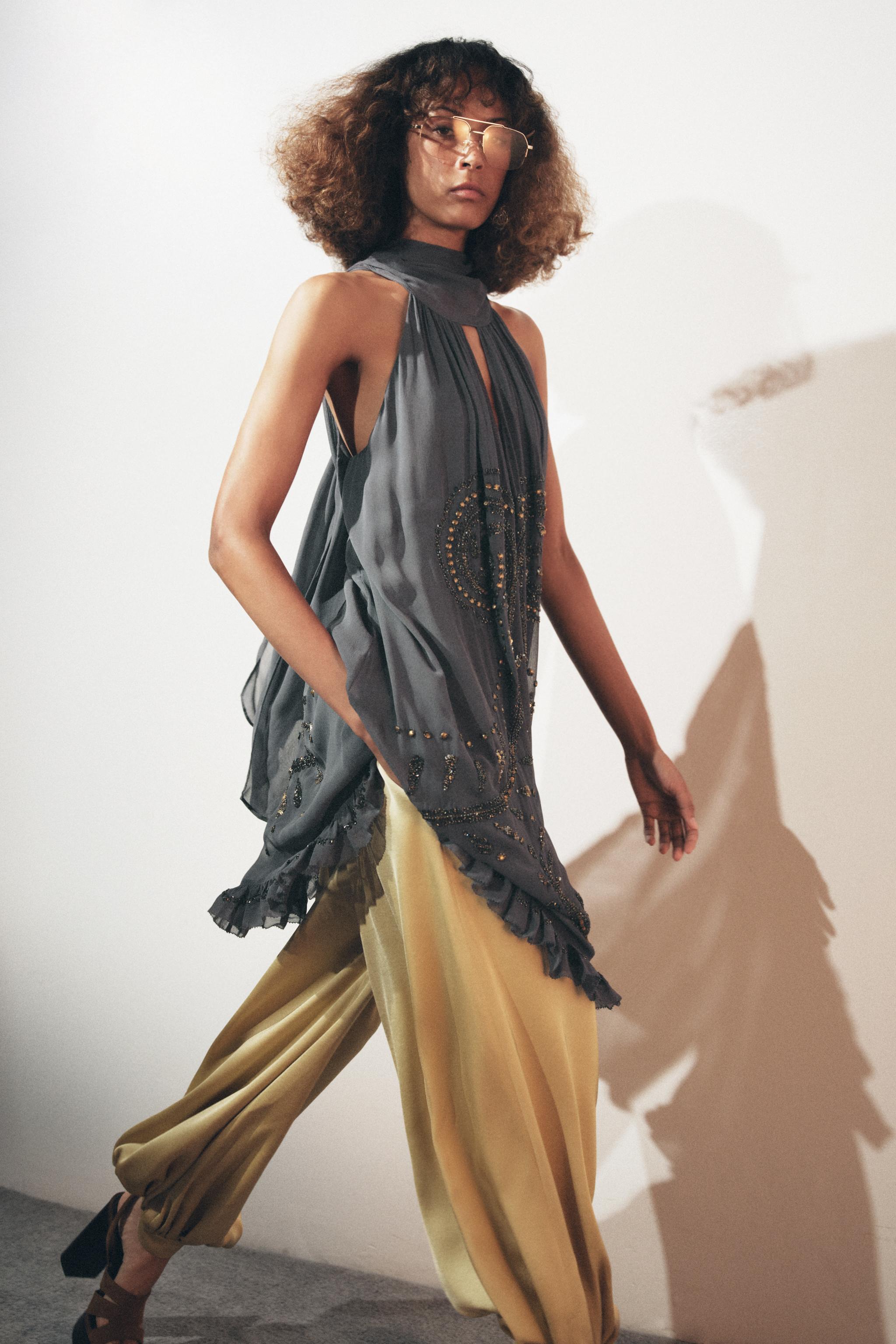 EMBROIDERED HALTER DRESS ZW COLLECTION