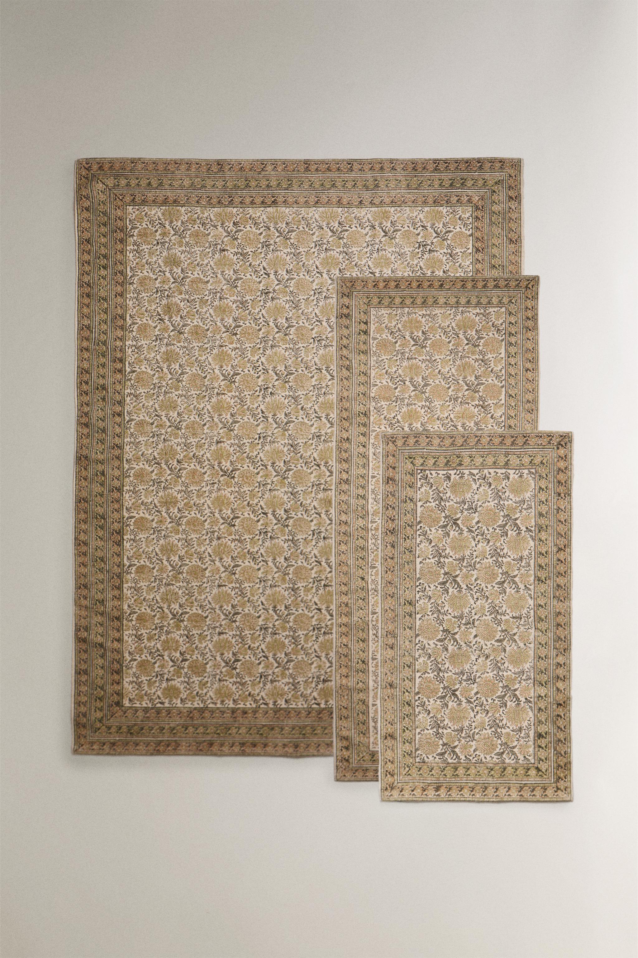 FLORAL PRINT COTTON AREA RUG