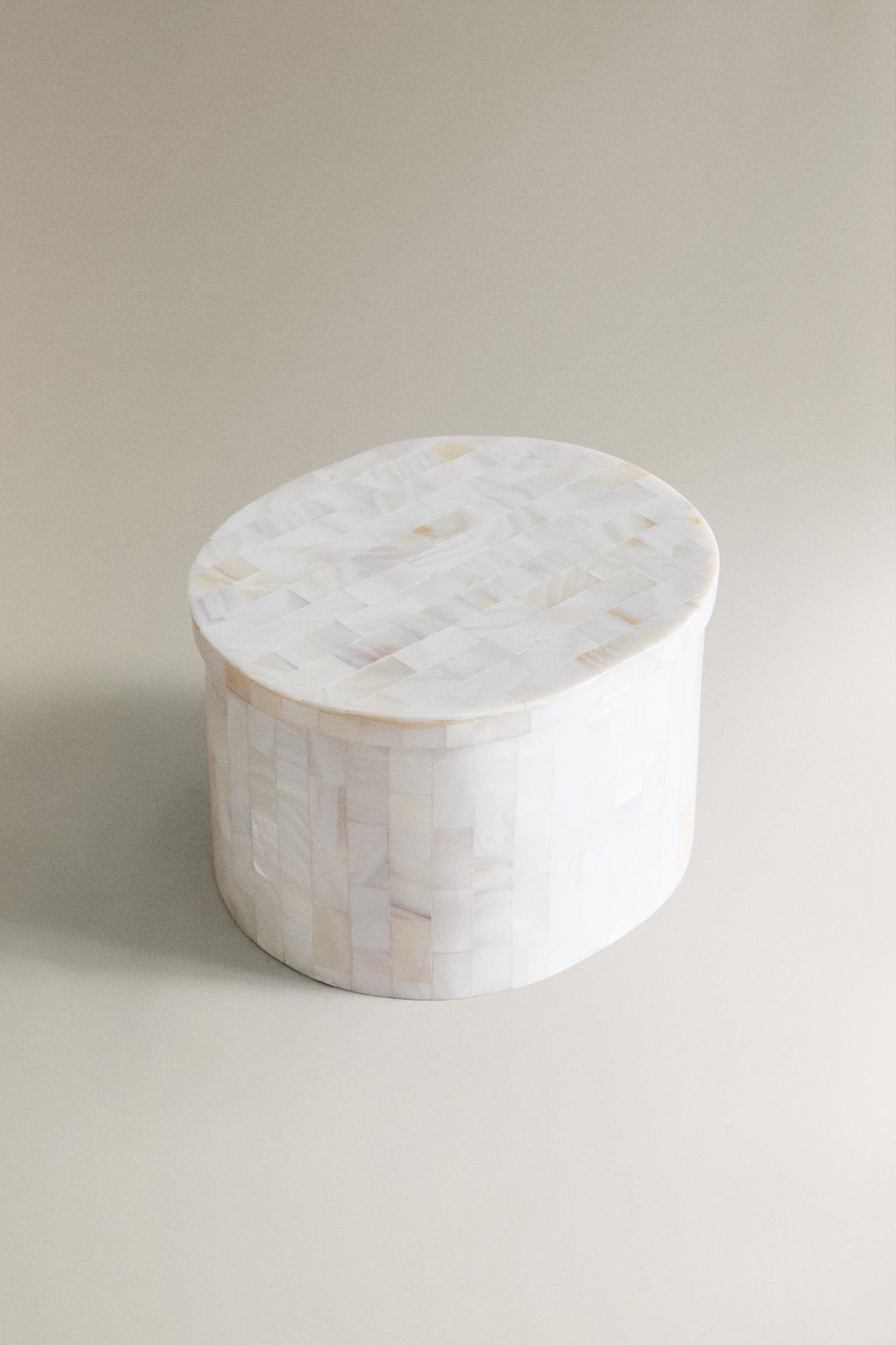 MOTHER-OF-PEARL-EFFECT BATHROOM STORAGE JAR