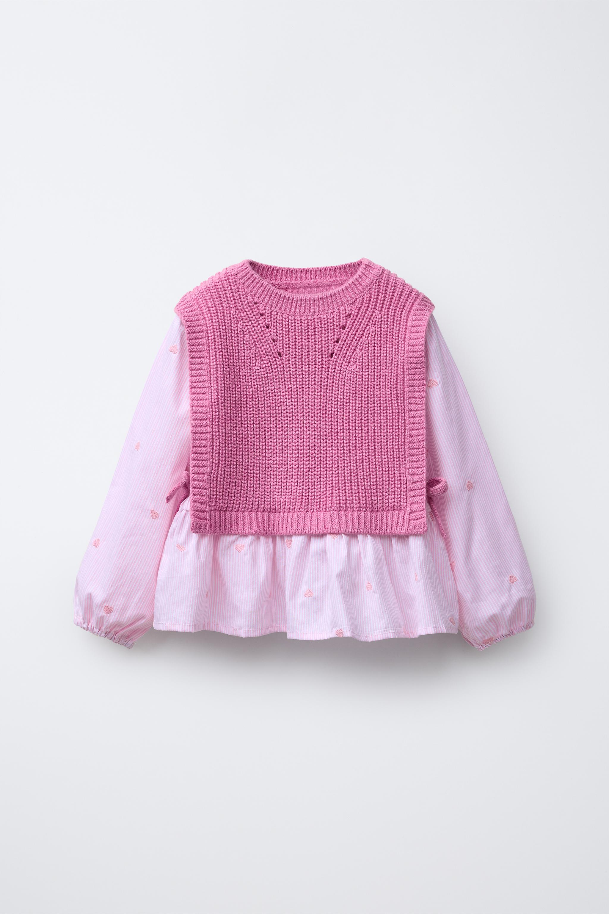 EMBROIDERED HEART SHIRT WITH KNIT VEST