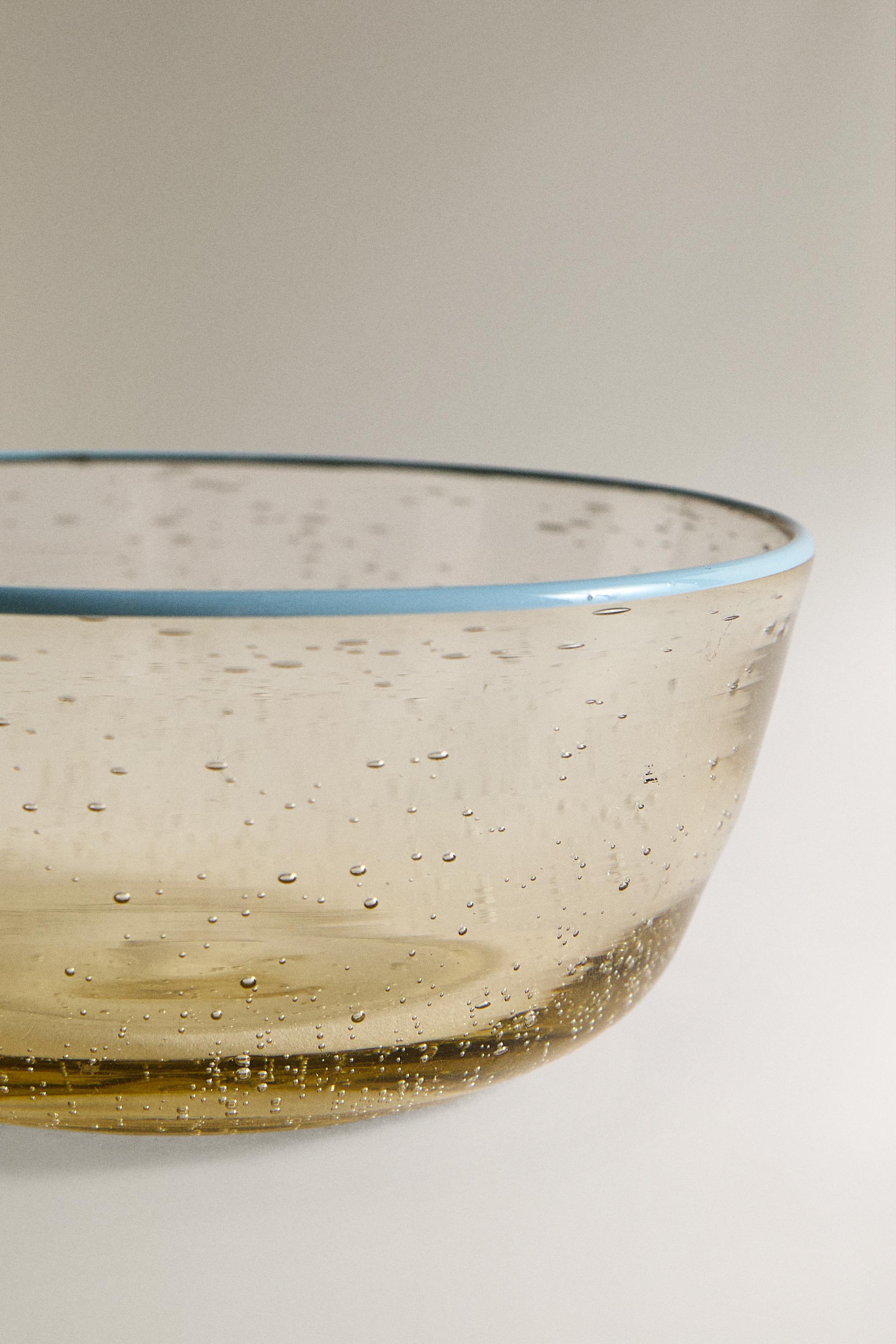 BUBBLE GLASS BOWL WITH RIM