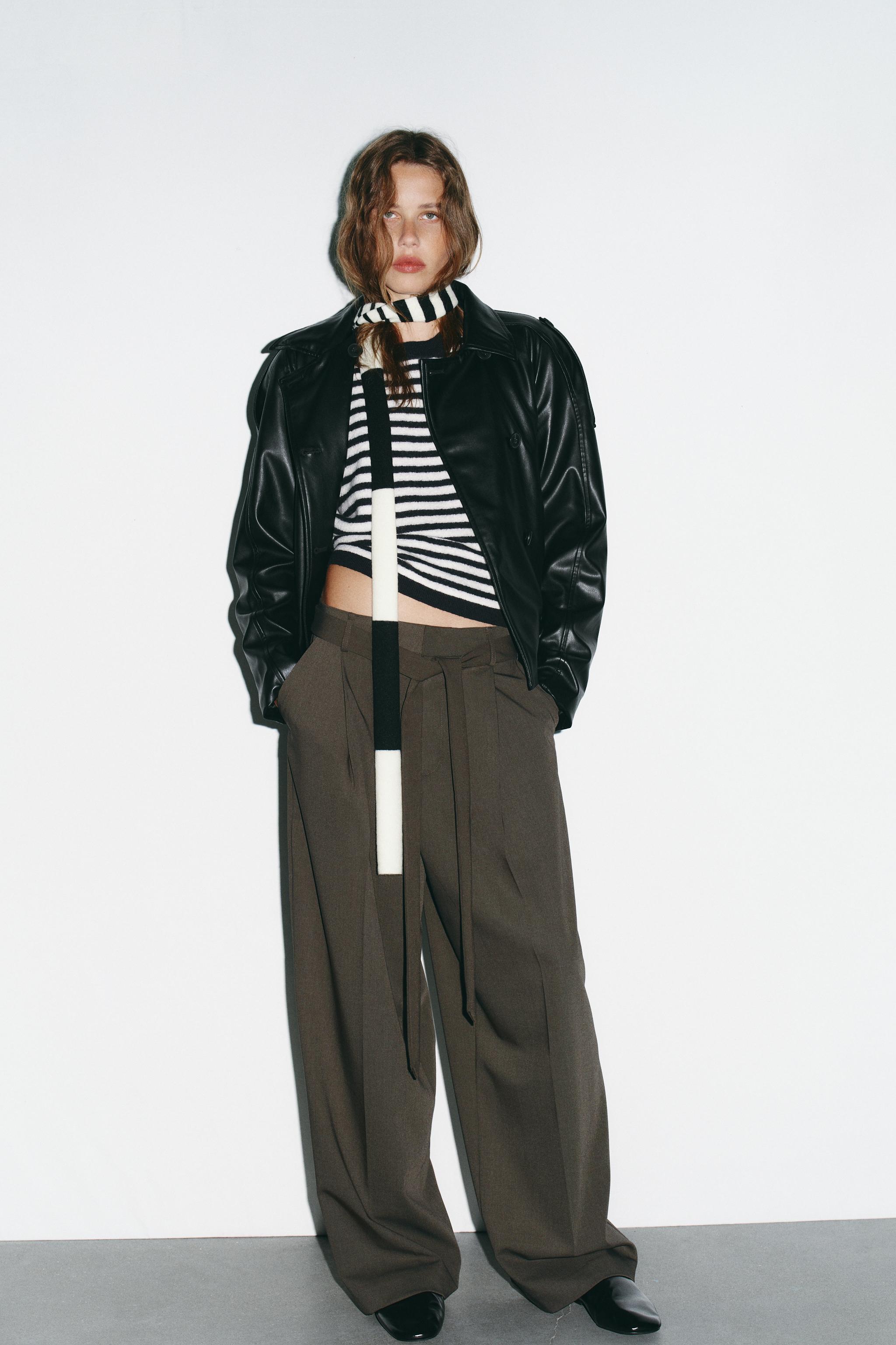 SHORT FAUX LEATHER TRENCH COAT