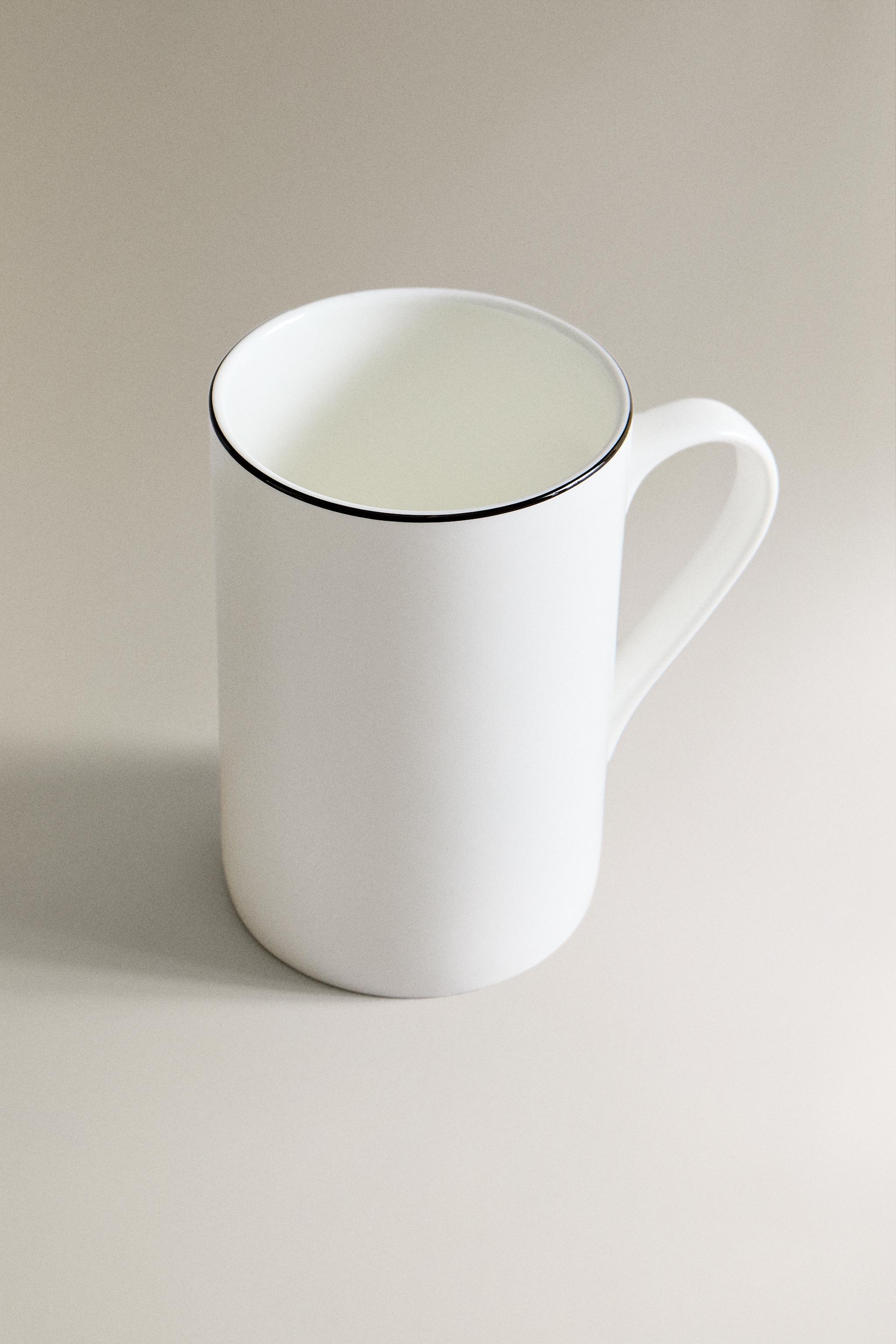 BONE CHINA MUG WITH BLACK RIM