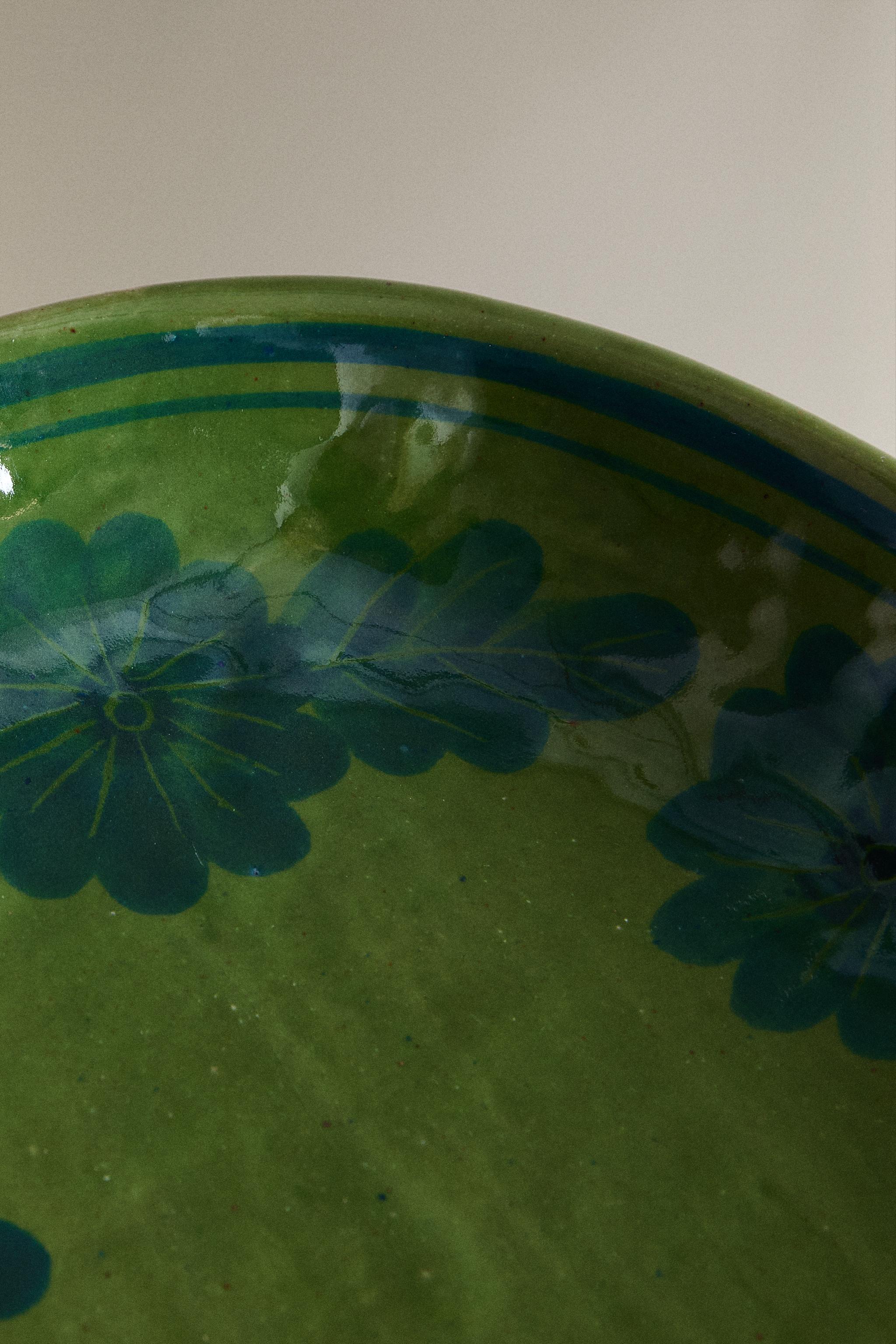 OVAL STONEWARE FLORAL SERVING DISH
