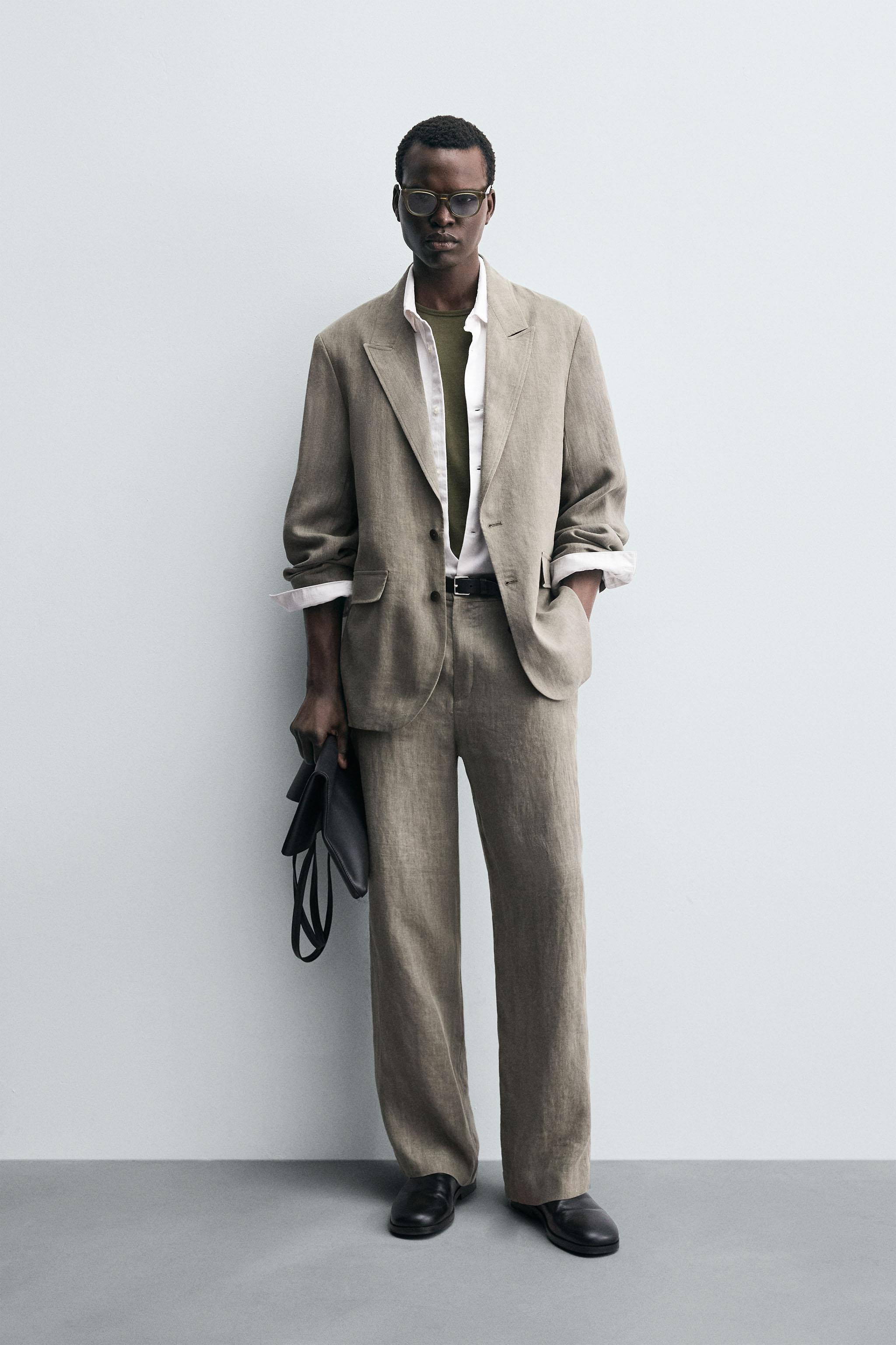 WASHED 100% LINEN SUIT BLAZER