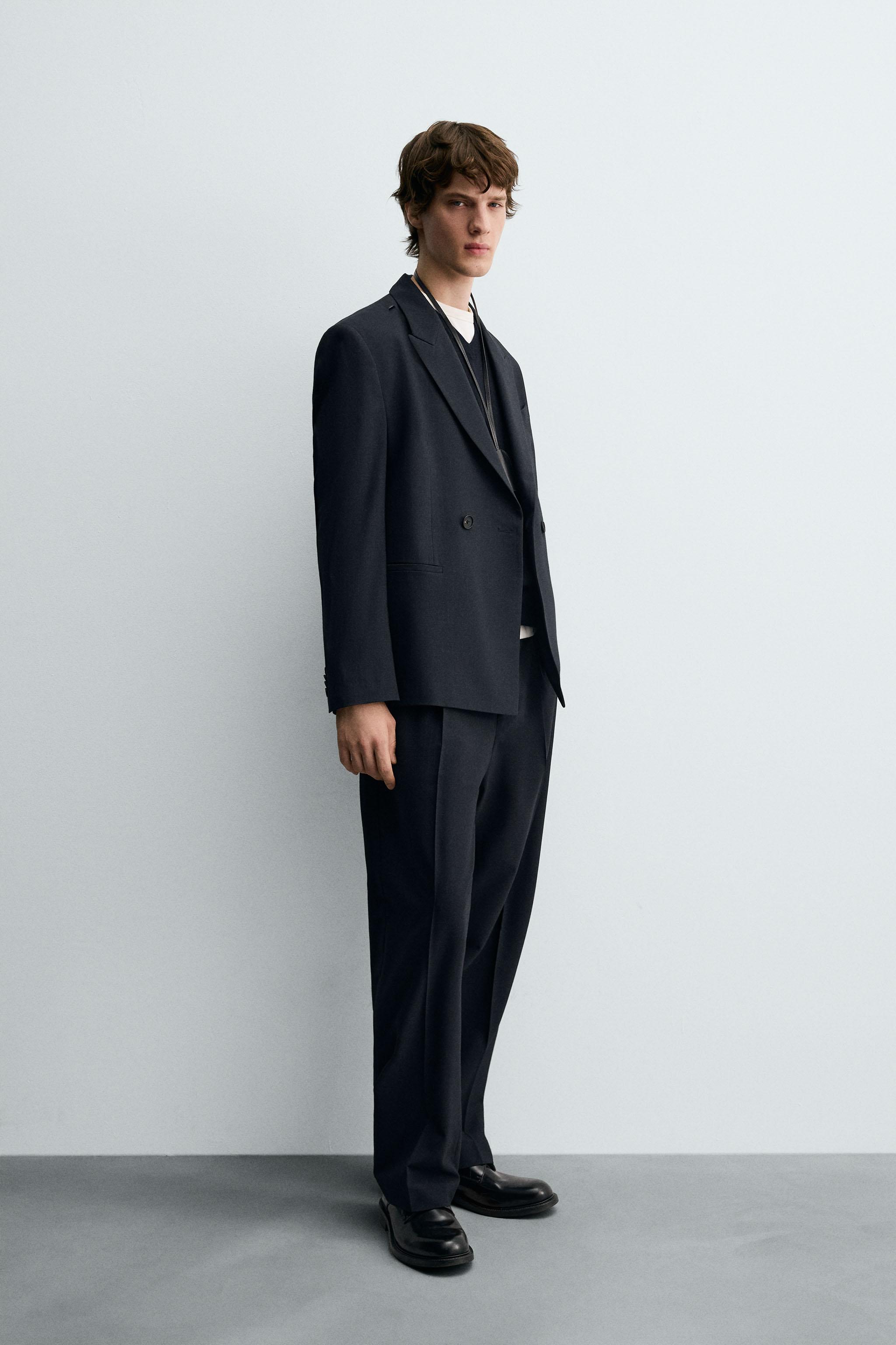 STRIPED DOUBLE BREASTED SUIT BLAZER