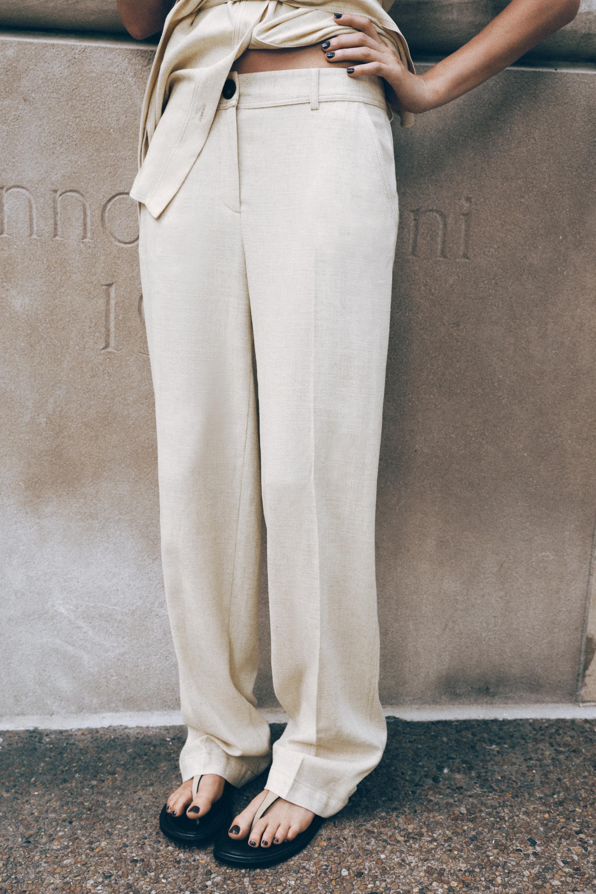 STRAIGHT LEG LINEN PANTS