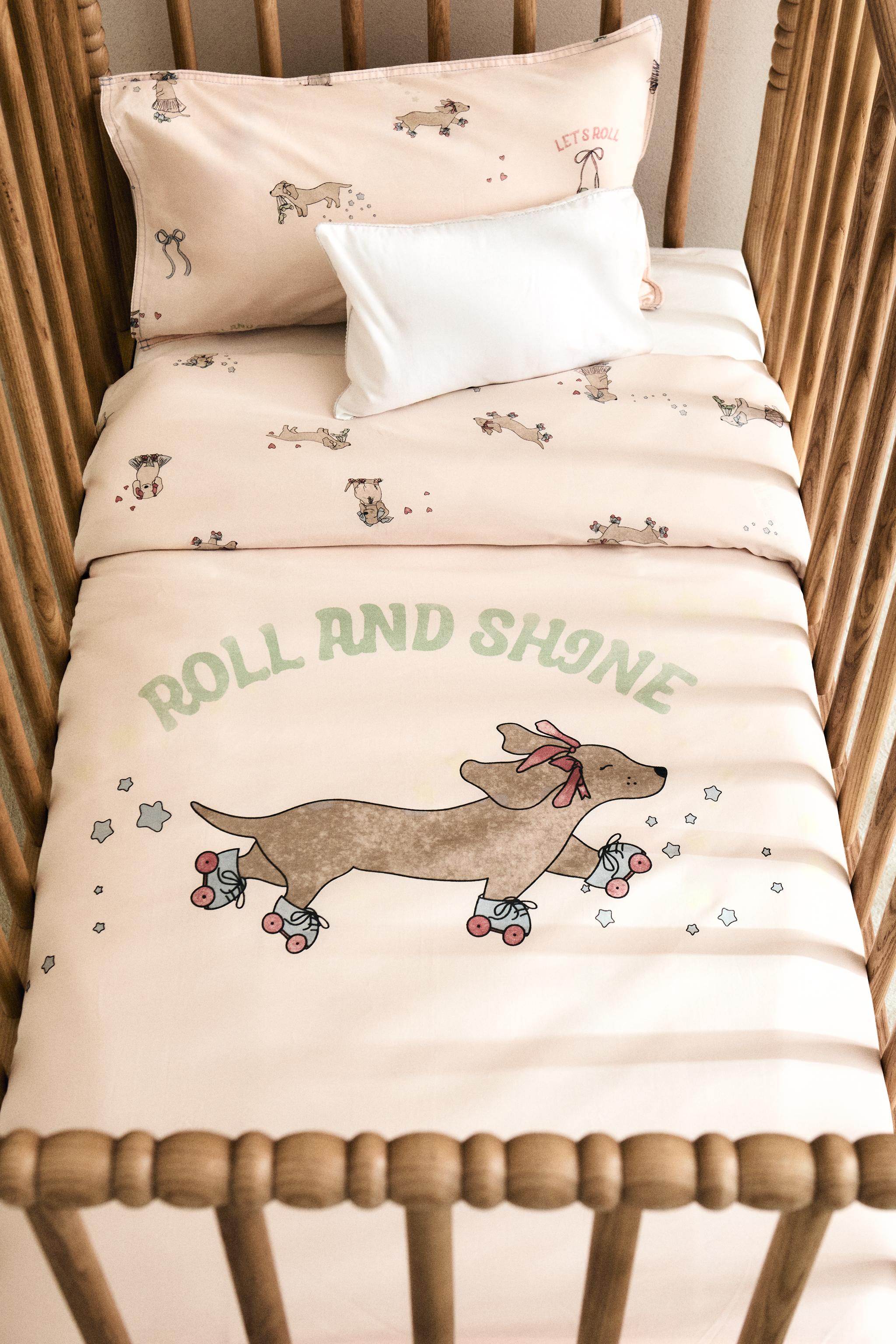 CHILDREN'S SKATING DOG DUVET COVER