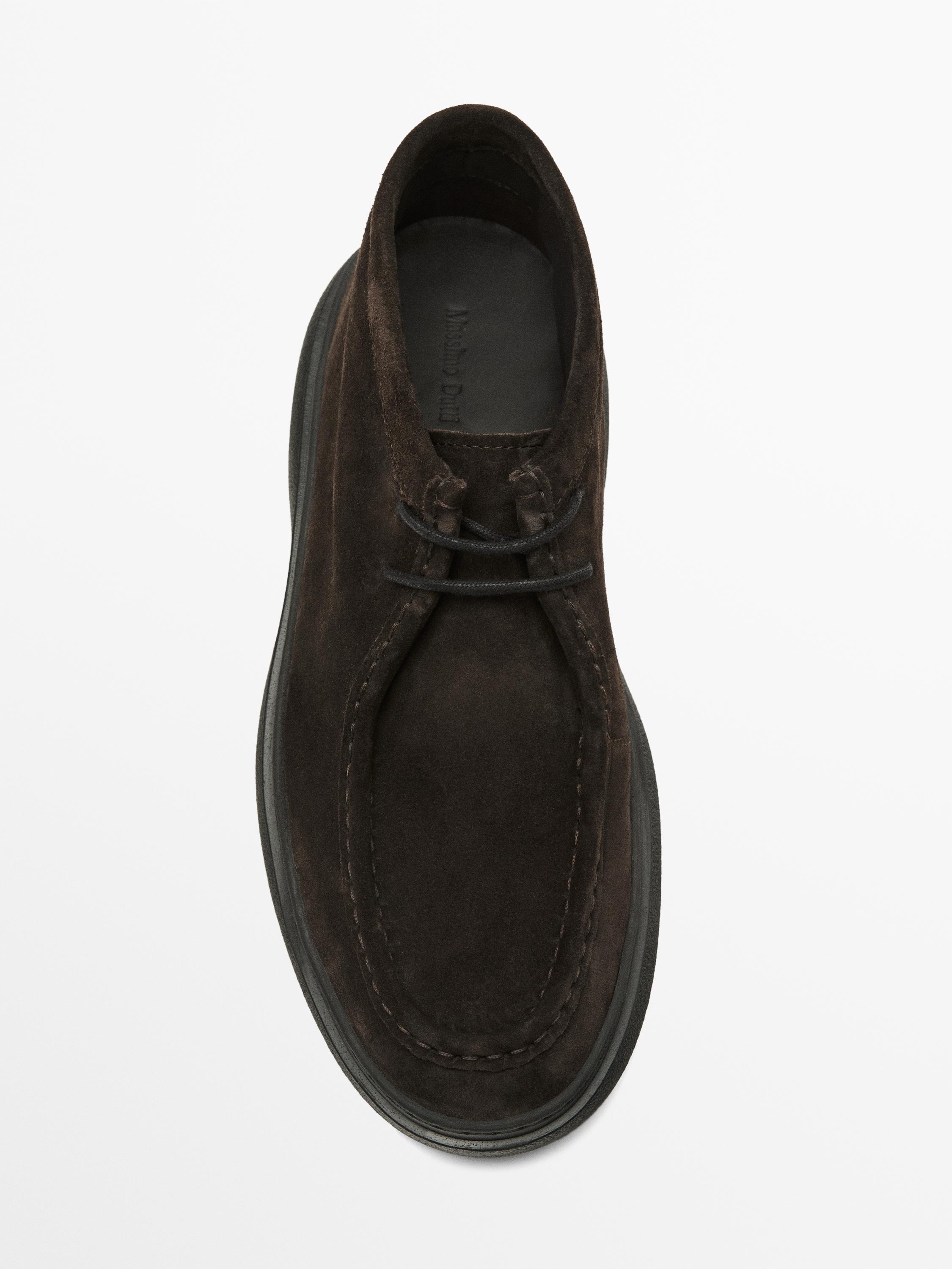 Moc toe split suede ankle boots