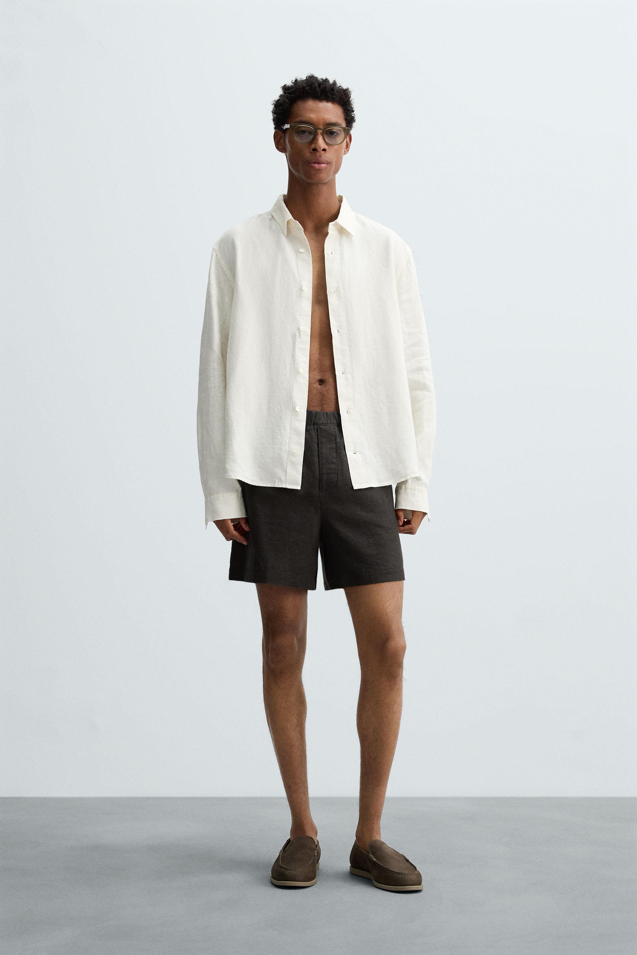 100% LINEN BERMUDA SHORTS