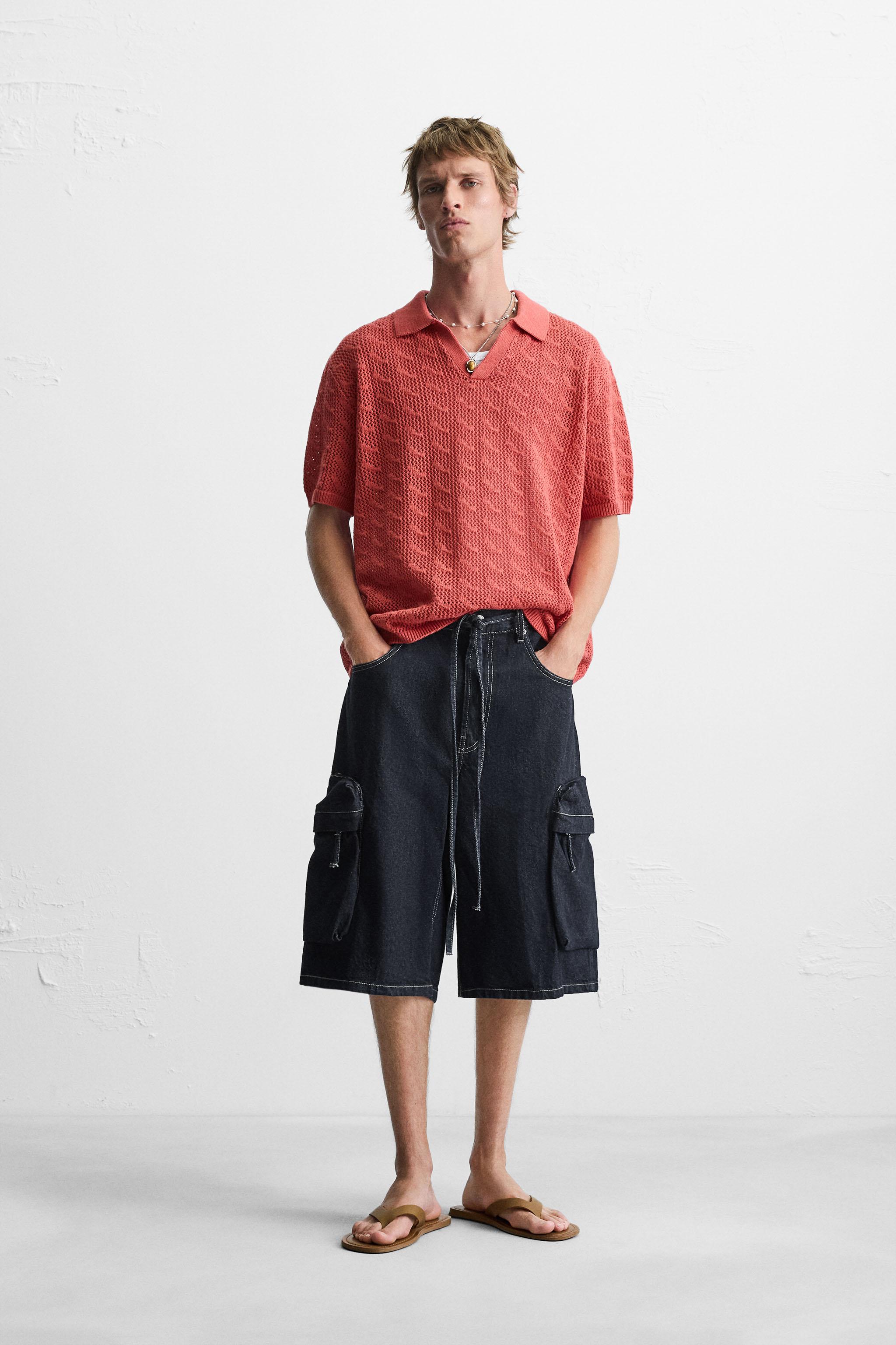 WIDE FIT DENIM CARGO SHORTS
