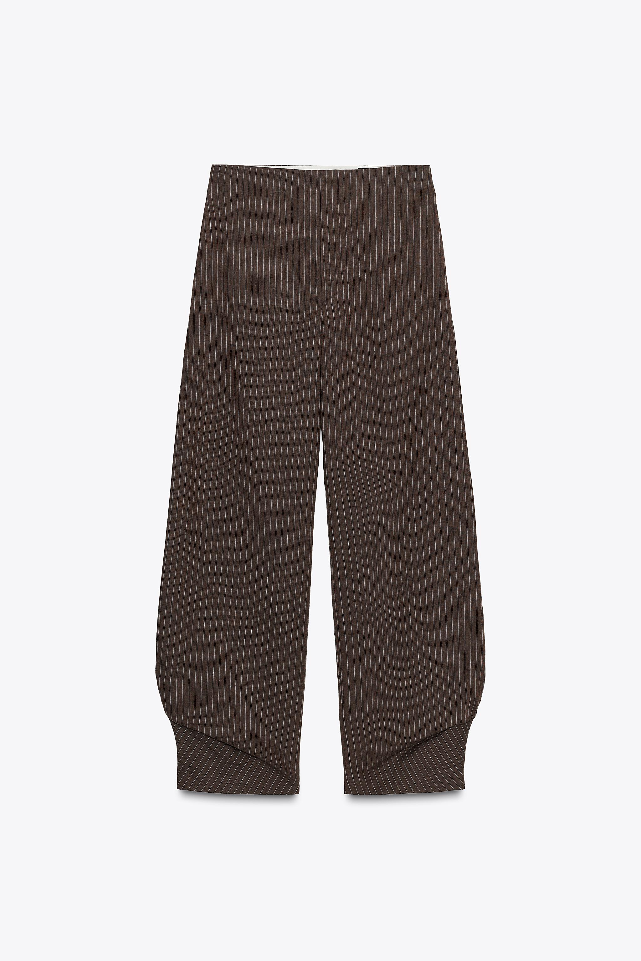 ZW COLLECTION STRIPED LINEN BLEND BALLOON PANTS